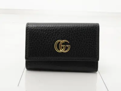 GG Marmont Key Case, Black Leather
