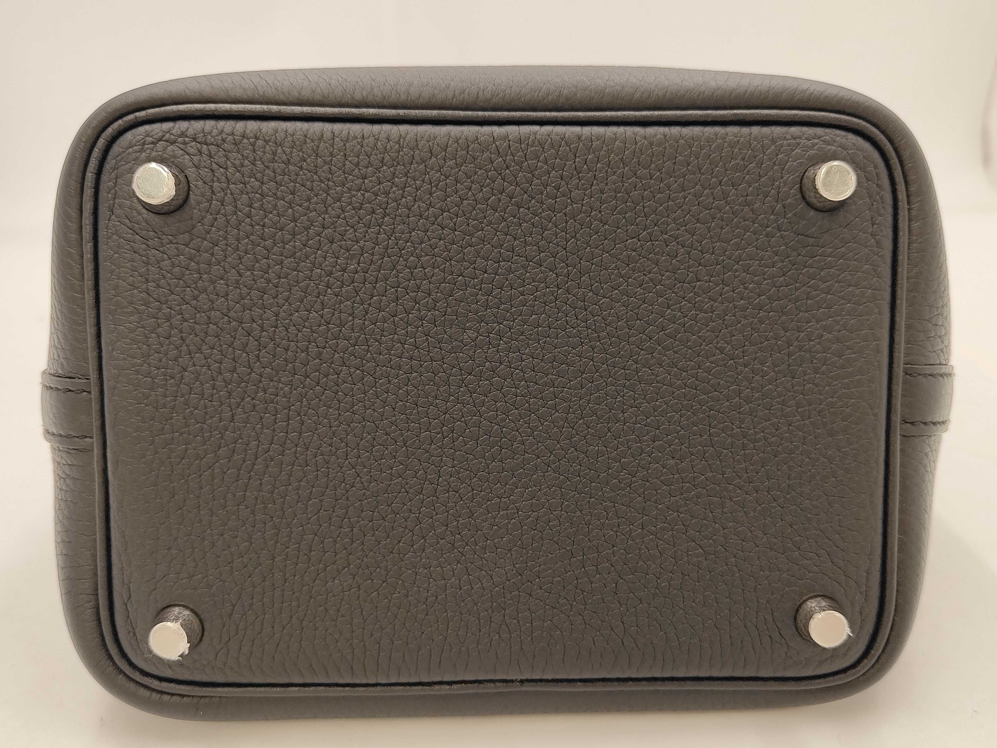 Picotin Lock 18 PM Taurillon Clemence Leather Bag, Black, Silver Hardware, B Stamp — view 3