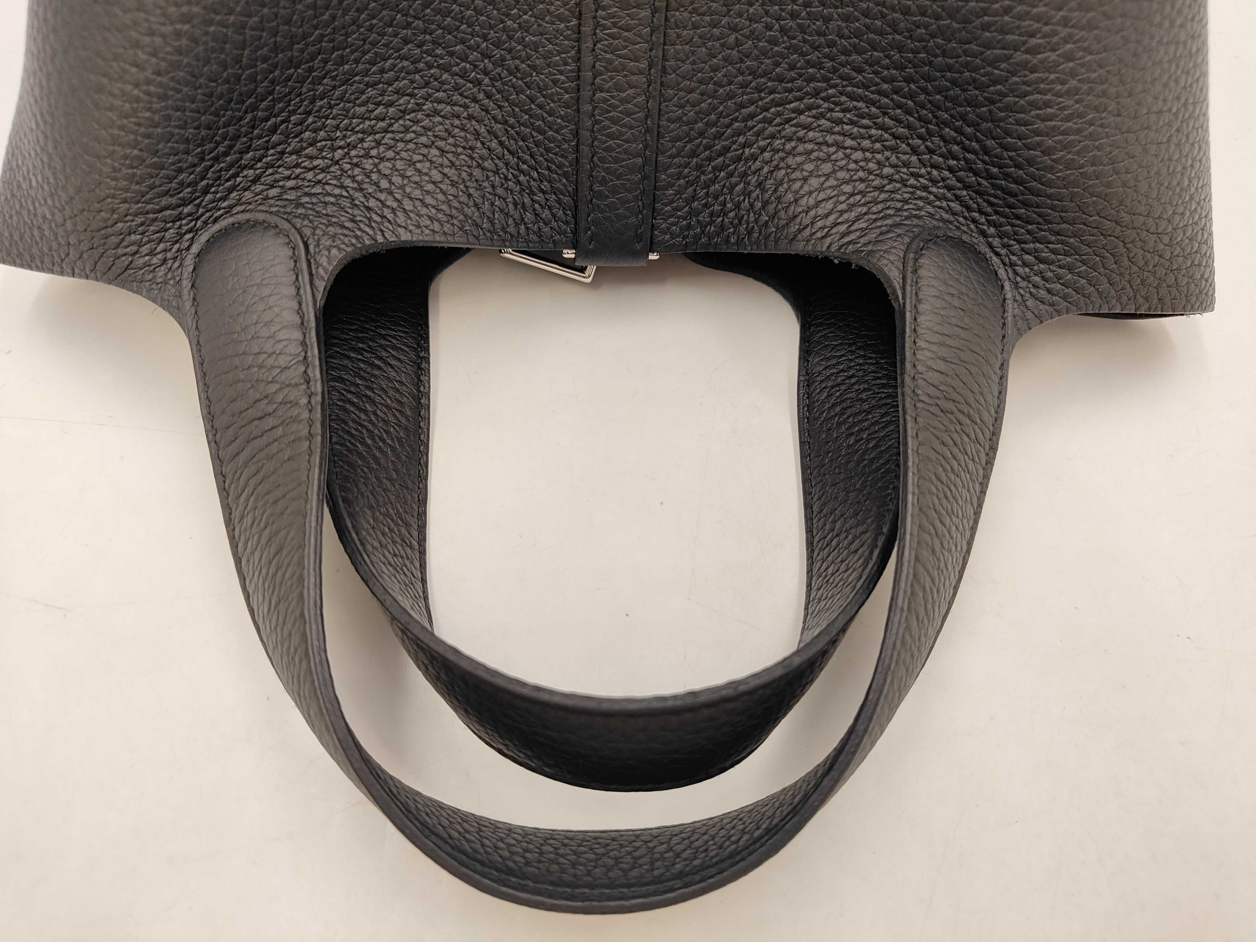 Picotin Lock 18 PM Taurillon Clemence Leather Bag, Black, Silver Hardware, B Stamp — view 5
