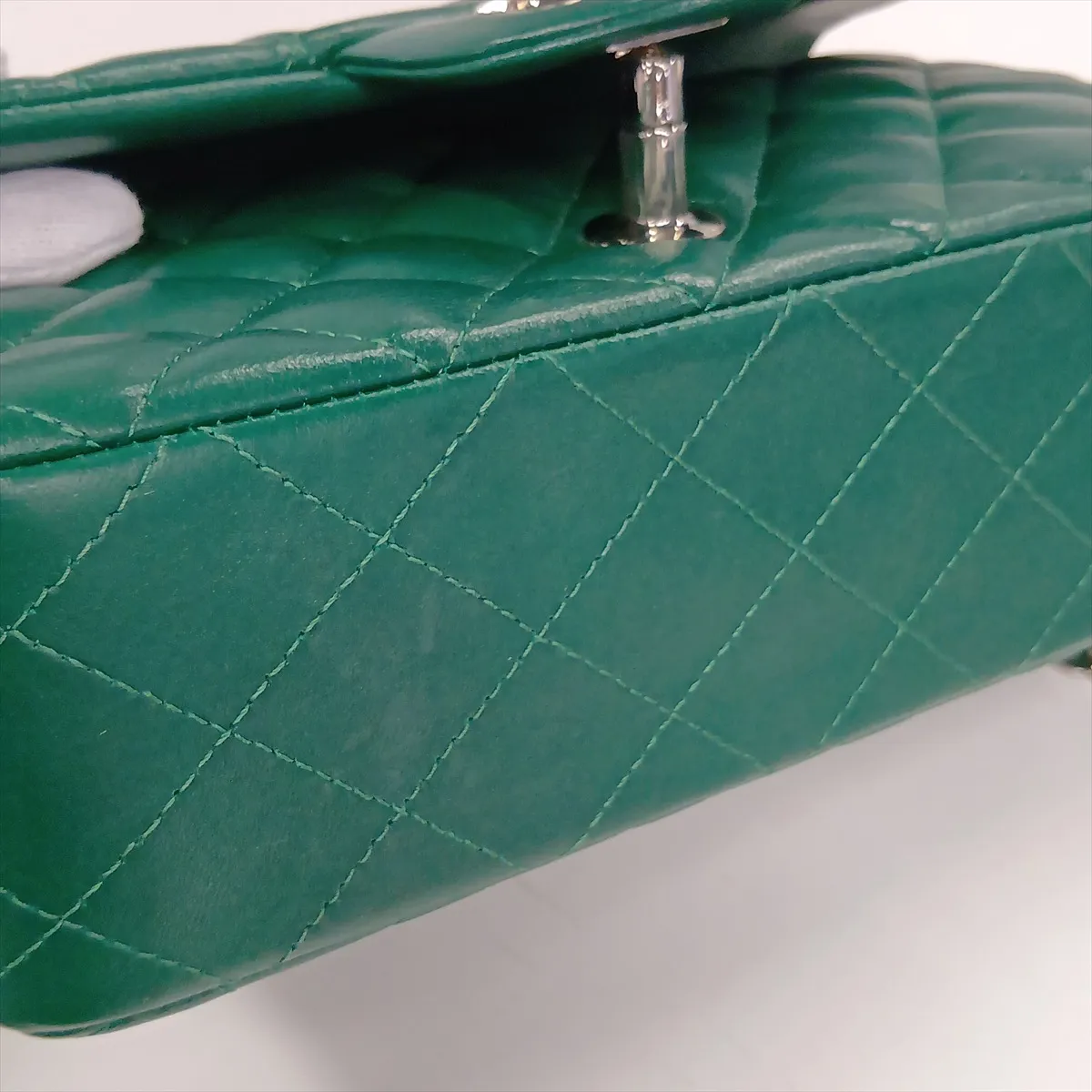 Mini Matelassé 20 Lambskin Single Flap Single Chain Bag, Green, Silver Hardware, 25798637, Serial Number 25-series, A69900 — view 13