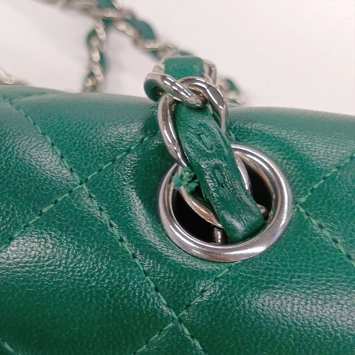 Mini Matelassé 20 Lambskin Single Flap Single Chain Bag, Green, Silver Hardware, 25798637, Serial Number 25-series, A69900 — view 14