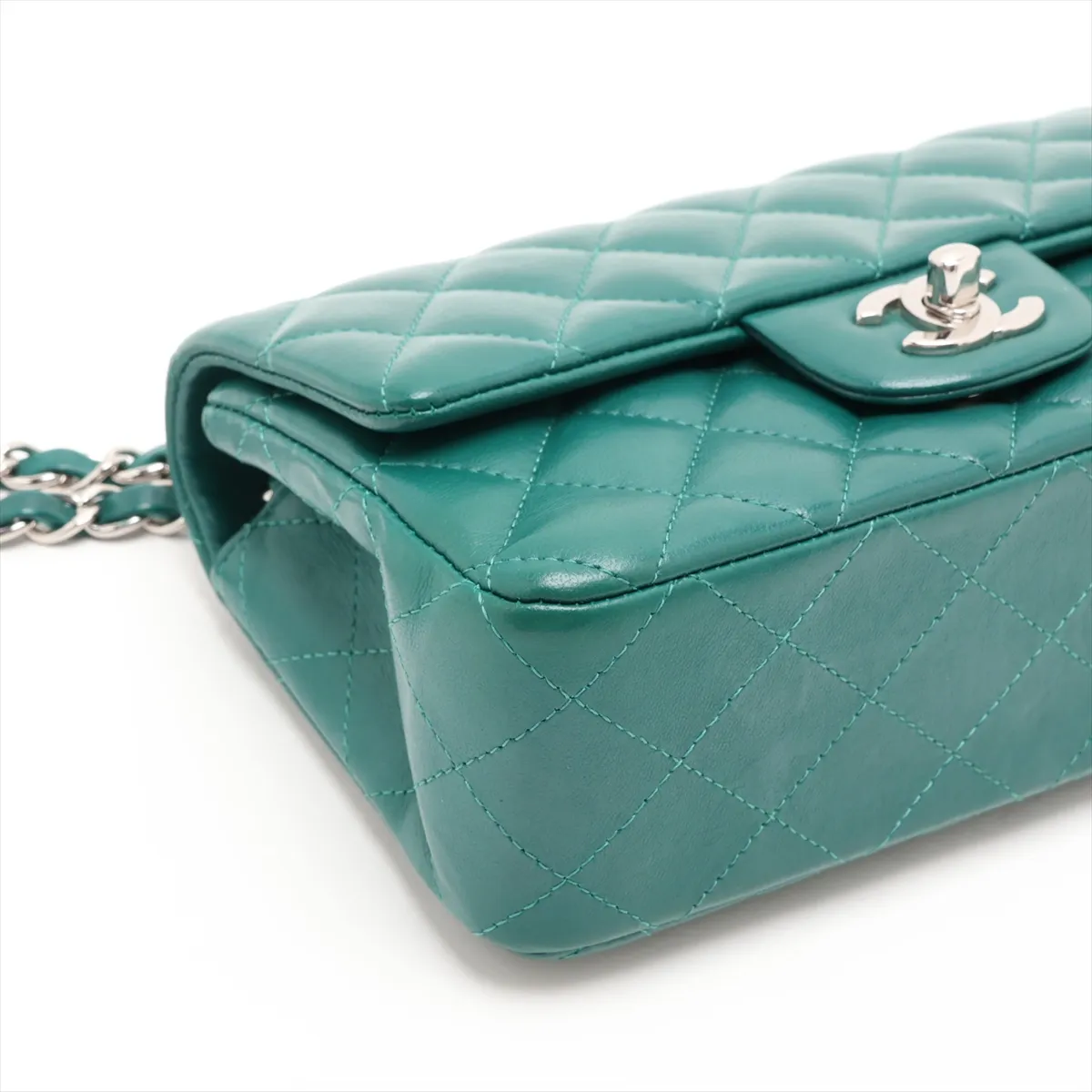 Mini Matelassé 20 Lambskin Single Flap Single Chain Bag, Green, Silver Hardware, 25798637, Serial Number 25-series, A69900 — view 4