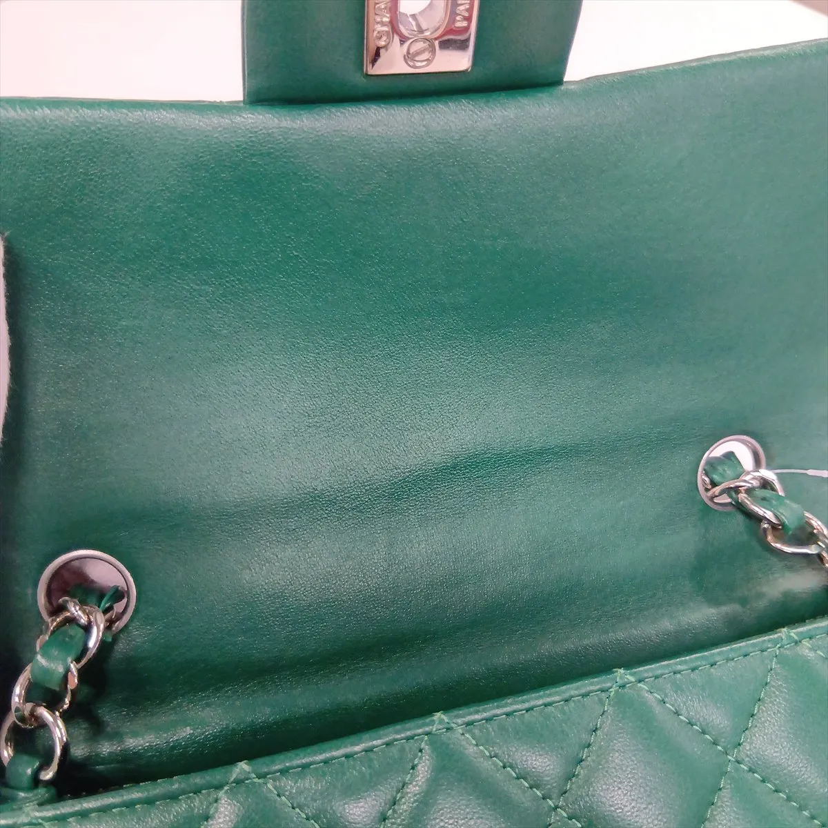 Mini Matelassé 20 Lambskin Single Flap Single Chain Bag, Green, Silver Hardware, 25798637, Serial Number 25-series, A69900 — view 10