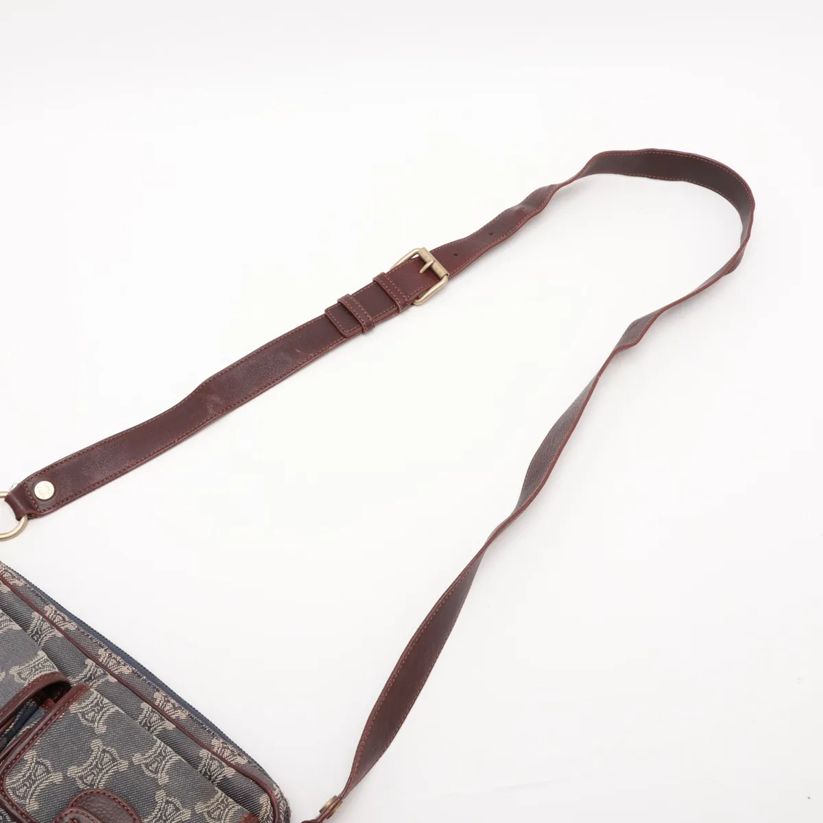 Paris Macadam Denim x Leather Shoulder Bag, Blue x Brown — view 5