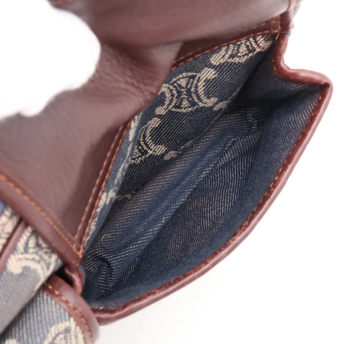 Paris Macadam Denim x Leather Shoulder Bag, Blue x Brown — view 8