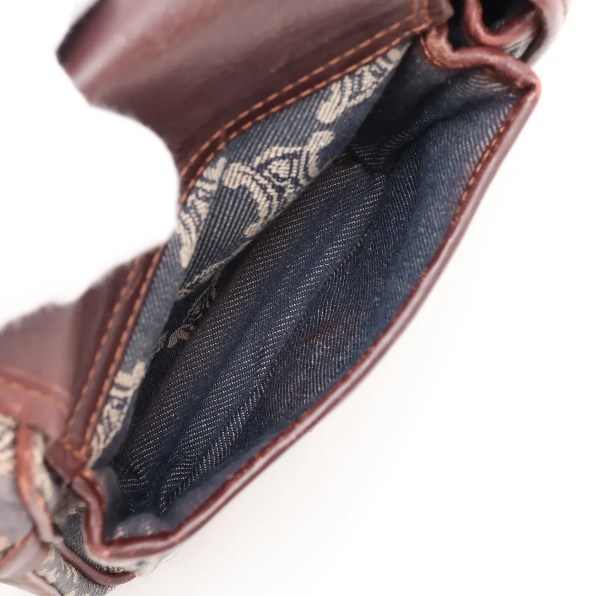 Paris Macadam Denim x Leather Shoulder Bag, Blue x Brown — view 9