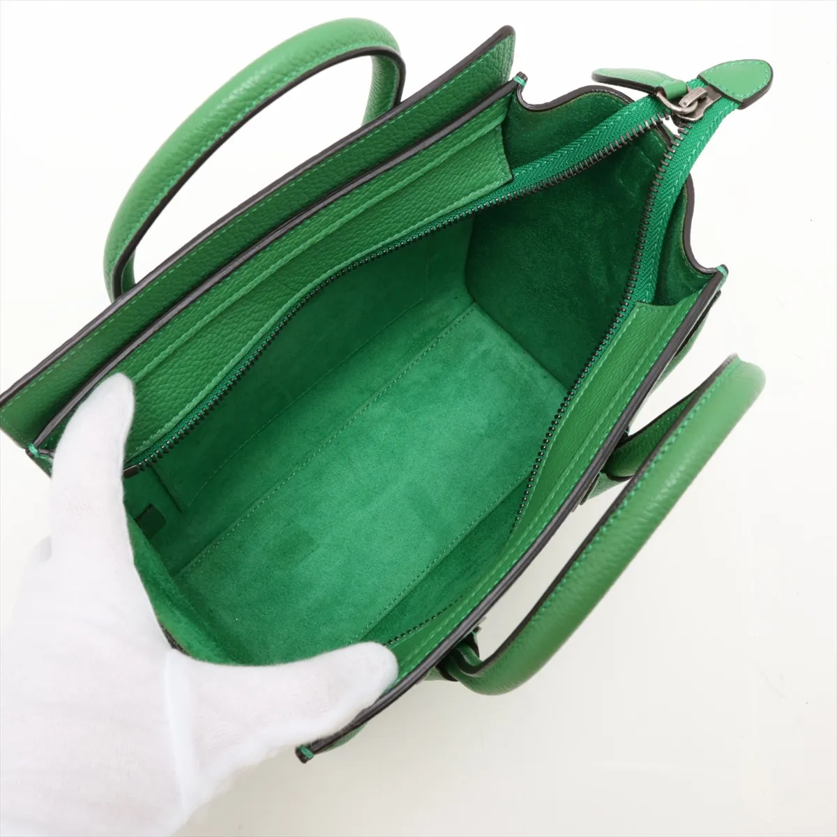 Luggage Nano Shopper Leather 2-Way Handbag, Green — view 8