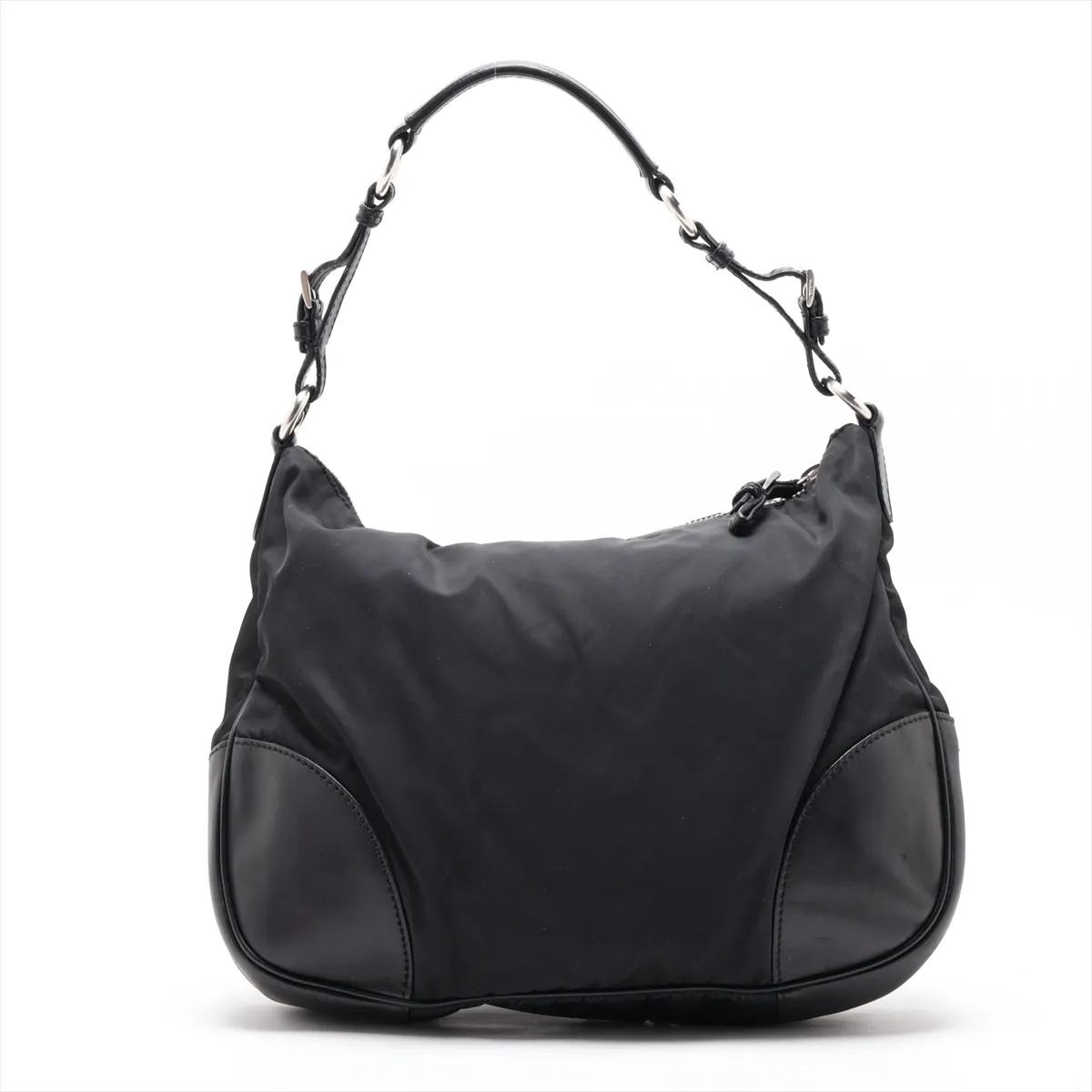 Tessuto Nylon x Leather Shoulder Bag, Black — view 2
