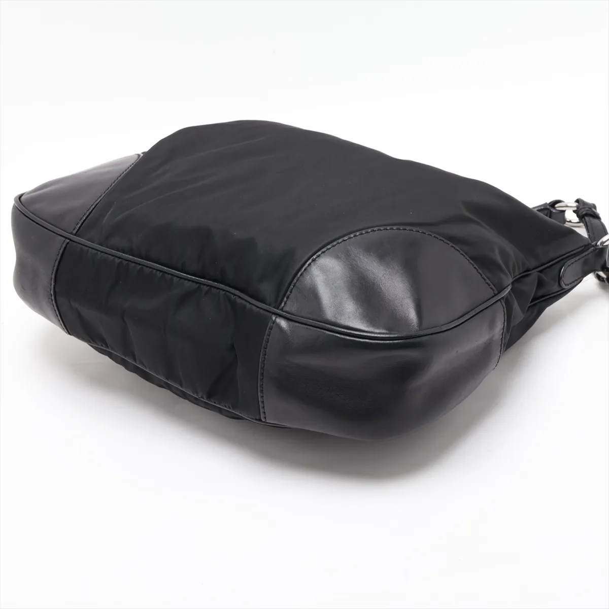 Tessuto Nylon x Leather Shoulder Bag, Black — view 3