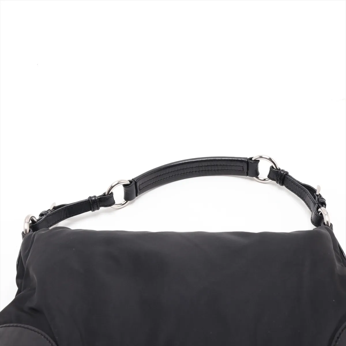 Tessuto Nylon x Leather Shoulder Bag, Black — view 6