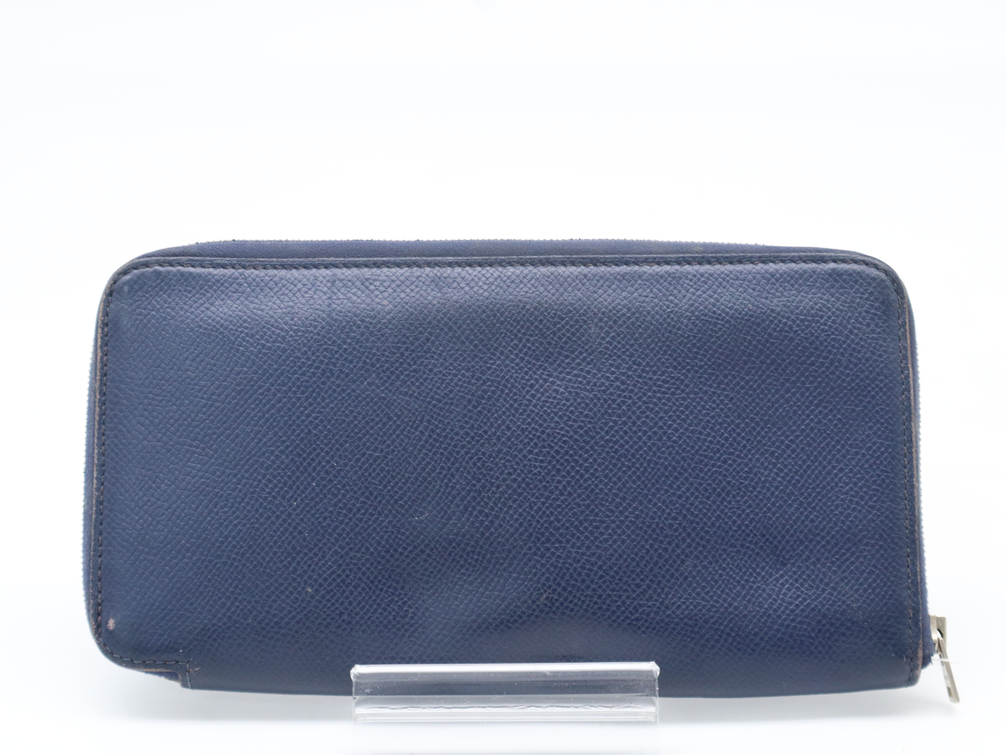 Leather Azap Long Silk In Navy Silver Hardware Q Stamp 2013 Long Wallet — view 2