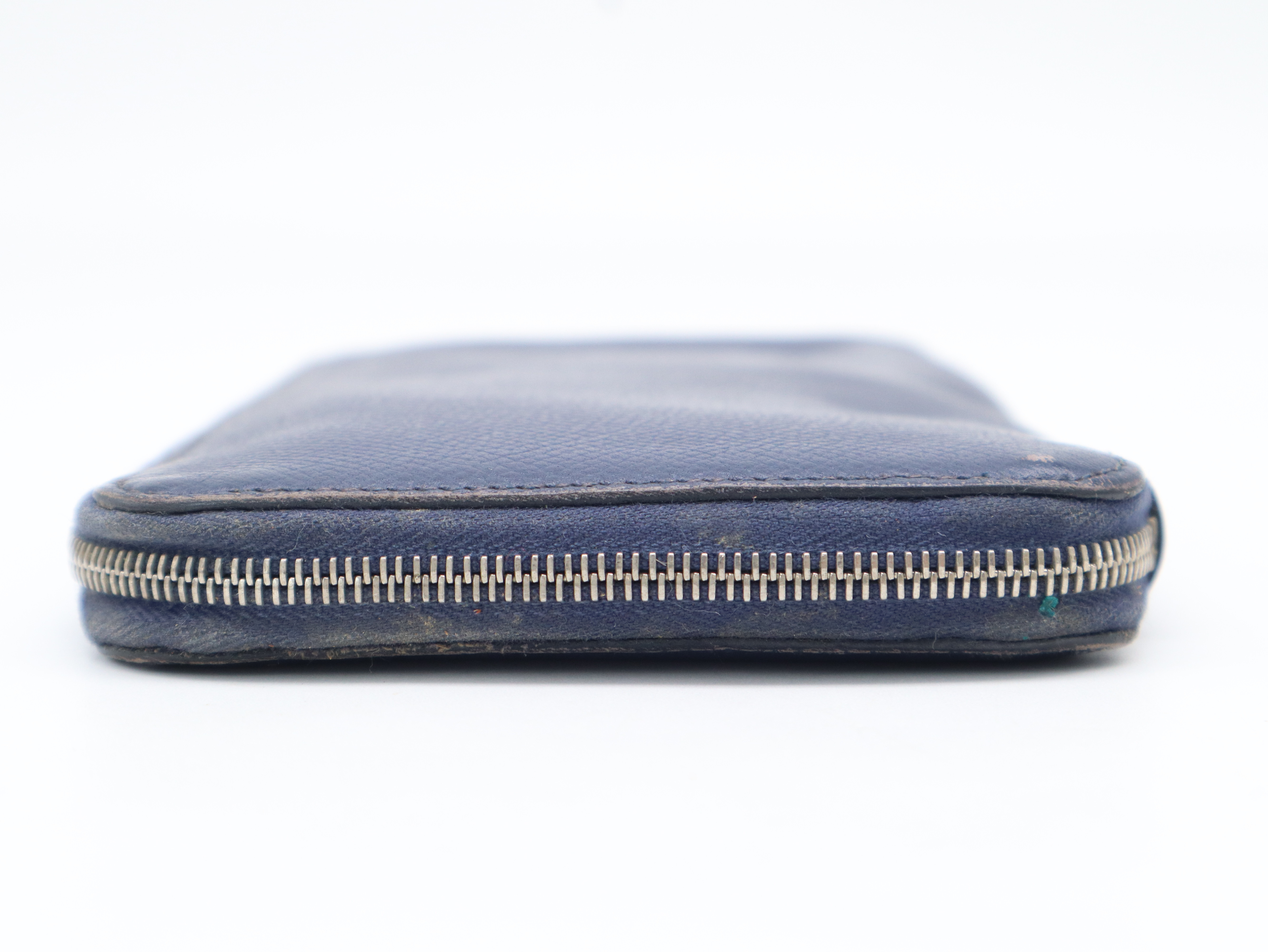 Leather Azap Long Silk In Navy Silver Hardware Q Stamp 2013 Long Wallet — view 3