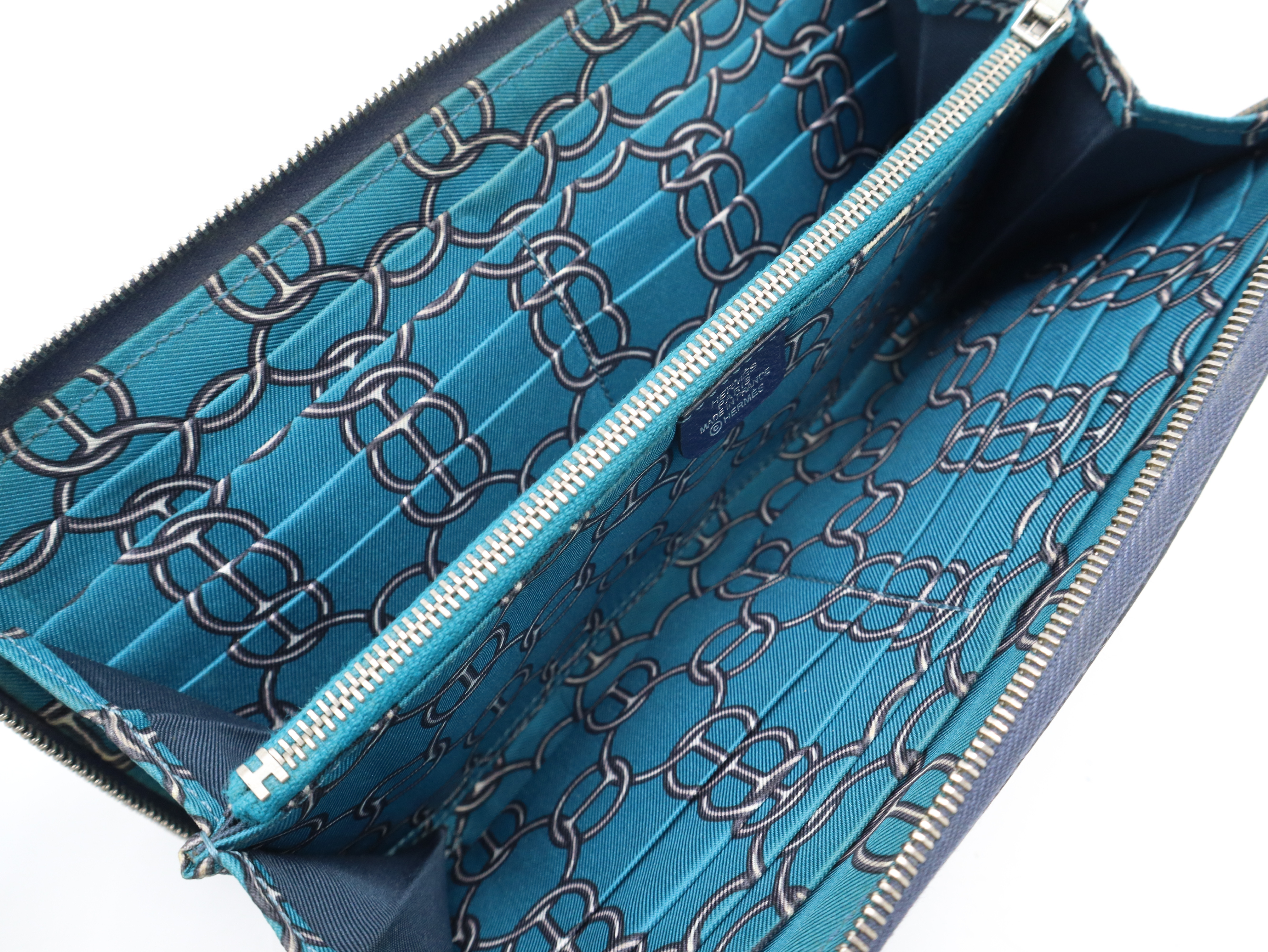 Leather Azap Long Silk In Navy Silver Hardware Q Stamp 2013 Long Wallet — view 10