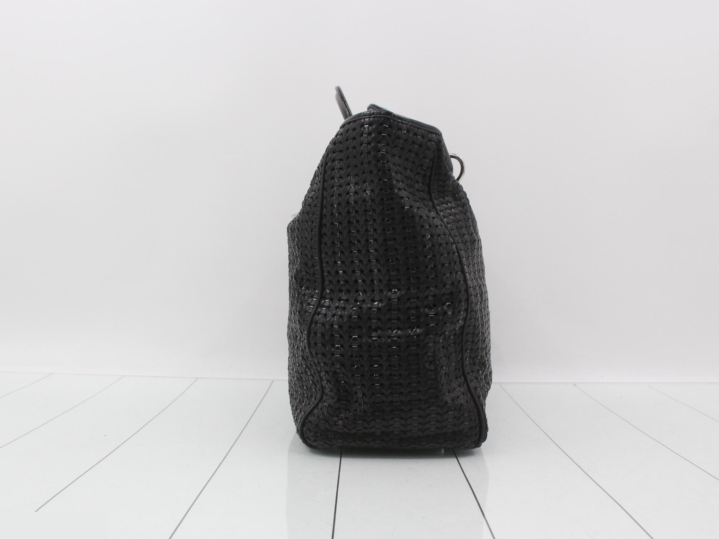 Intrecciato Black Tote Bag — view 3