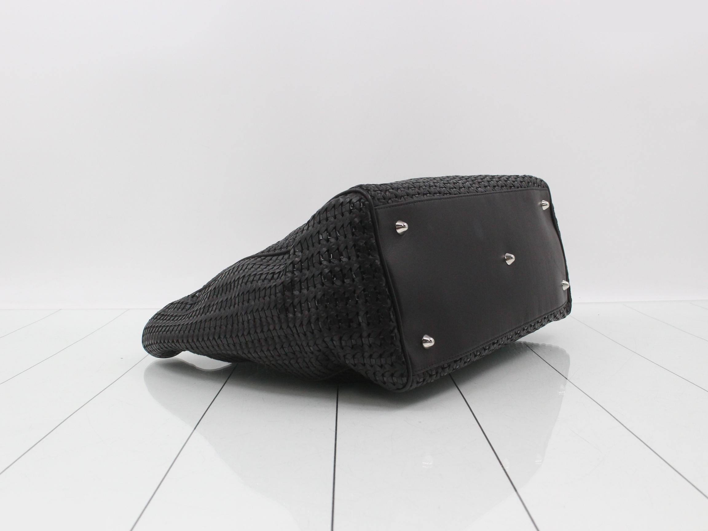 Intrecciato Black Tote Bag — view 5