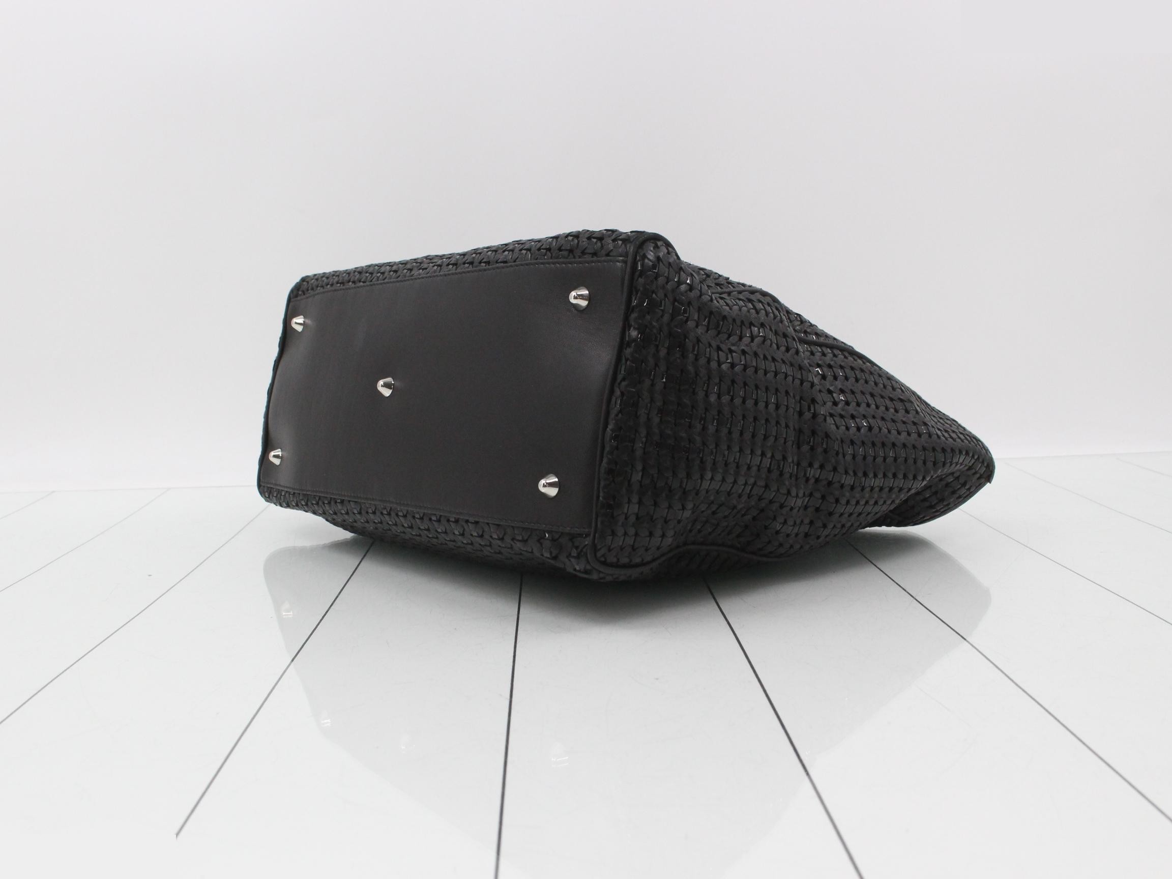 Intrecciato Black Tote Bag — view 6
