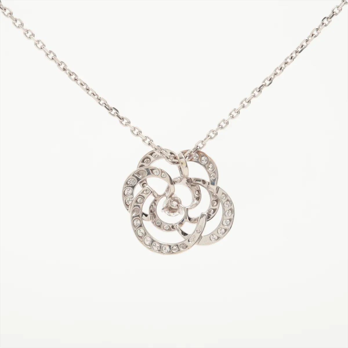 Camellia Diamond Necklace, 750 (WG), 6.3g, 6N2943. Features: — view 2