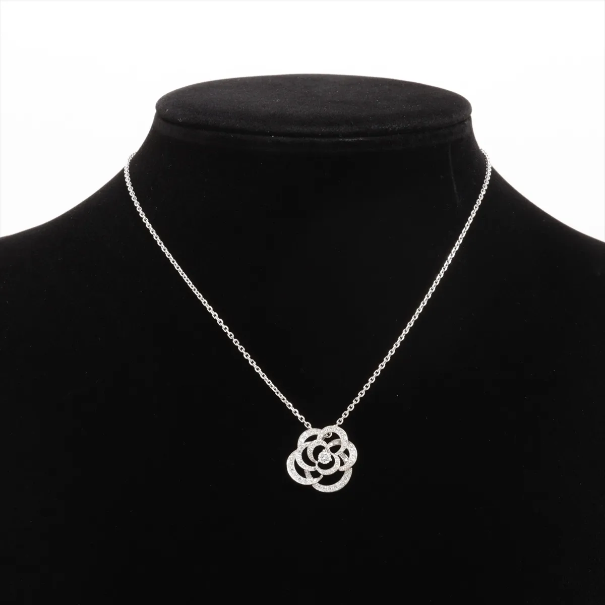 Camellia Diamond Necklace, 750 (WG), 6.3g, 6N2943. Features: — view 5