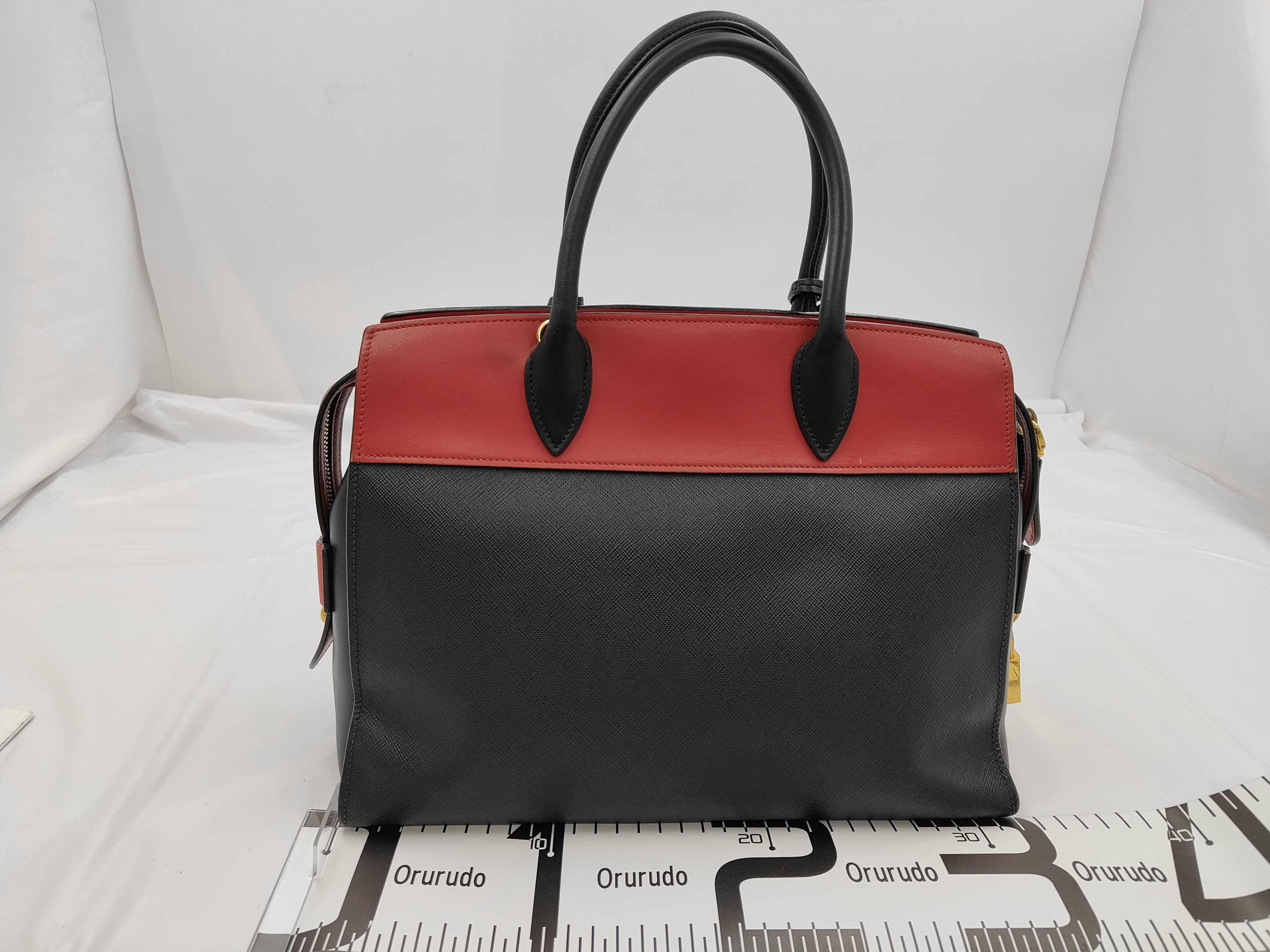 Esplanade Saffiano Bicolor 2-Way Handbag (Black x Red) — view 2