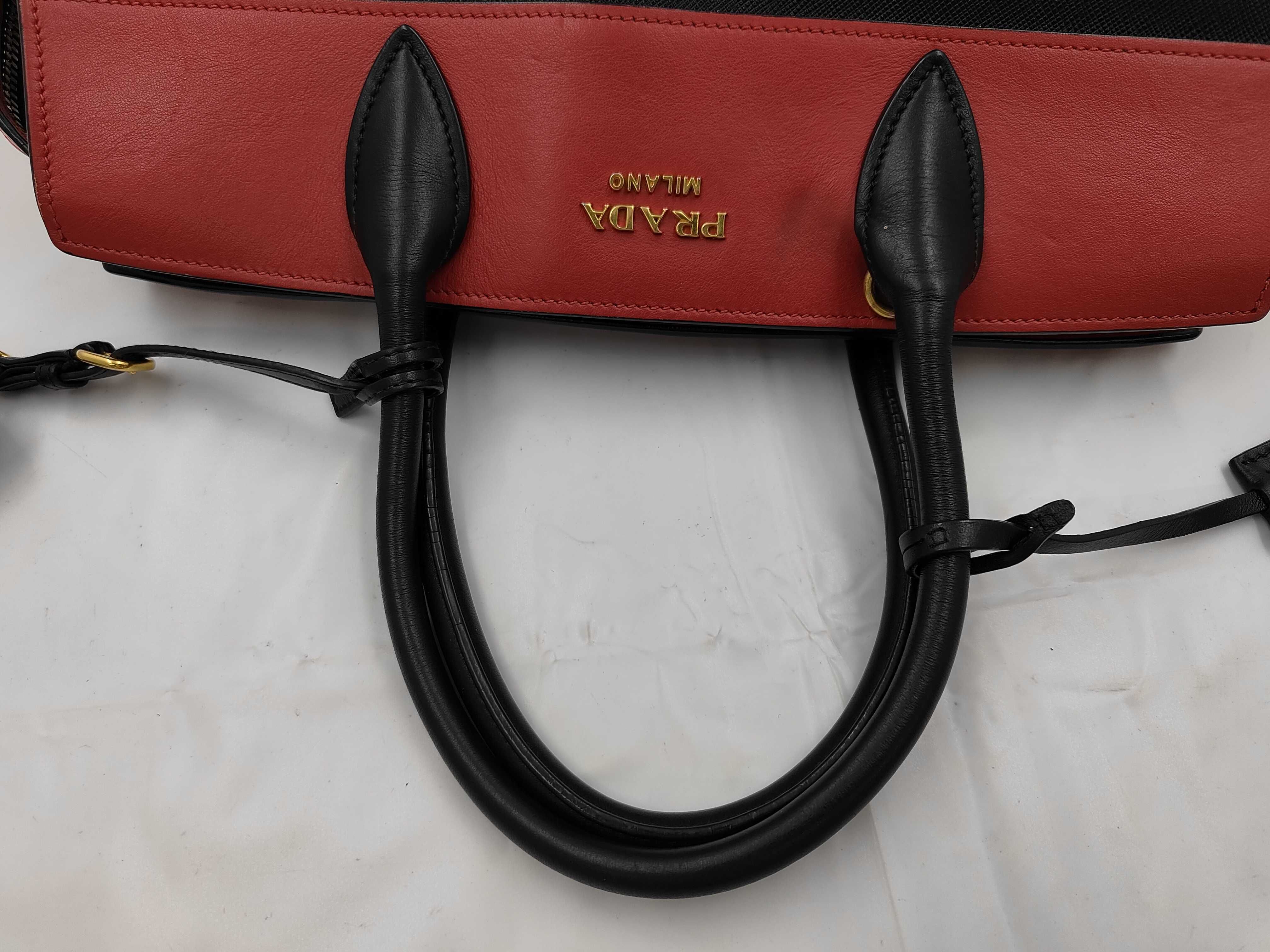Esplanade Saffiano Bicolor 2-Way Handbag (Black x Red) — view 3