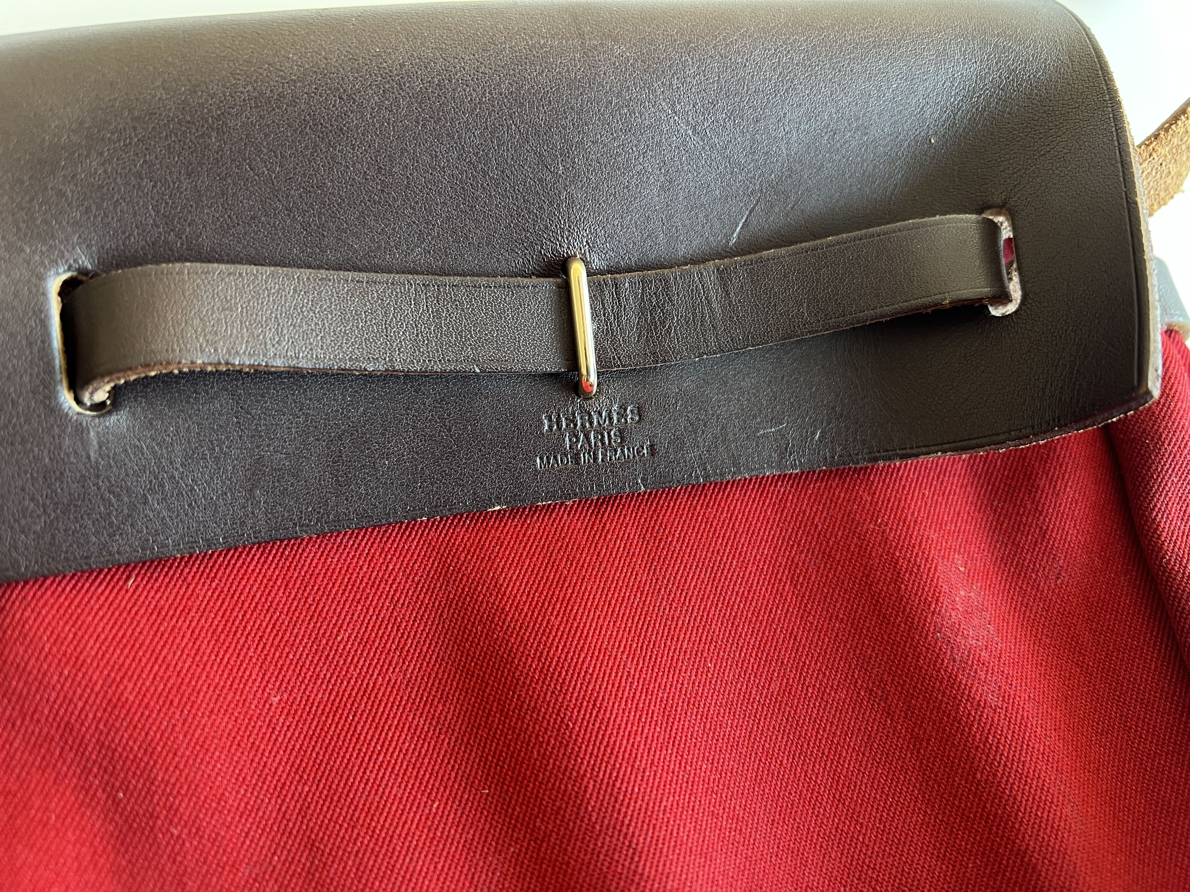 Herbag TPM Toile Officier Vache Hunter Sellier H stamp Canvas Leather One Shoulder Bag — view 7