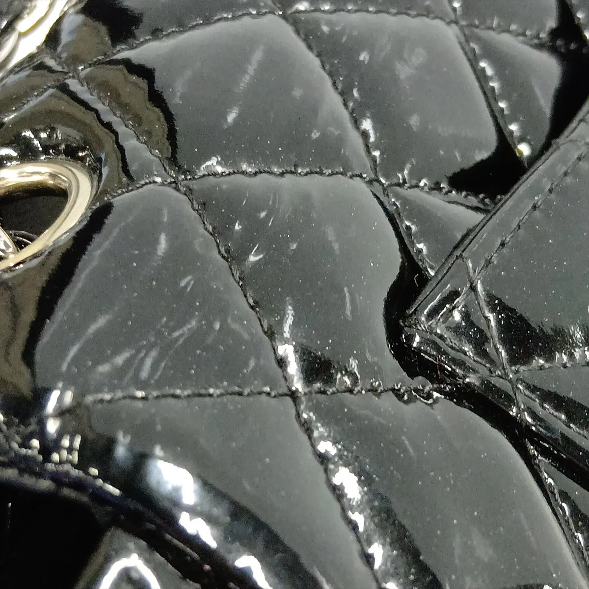 Mini Matelassé 20 Patent Leather Single Flap Single Chain Bag, Black with Silver Hardware, 17268243, Serial Number 17-series, A69900 — view 13