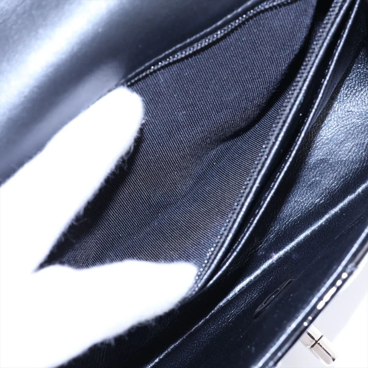 Mini Matelassé 20 Patent Leather Single Flap Single Chain Bag, Black with Silver Hardware, 17268243, Serial Number 17-series, A69900 — view 7