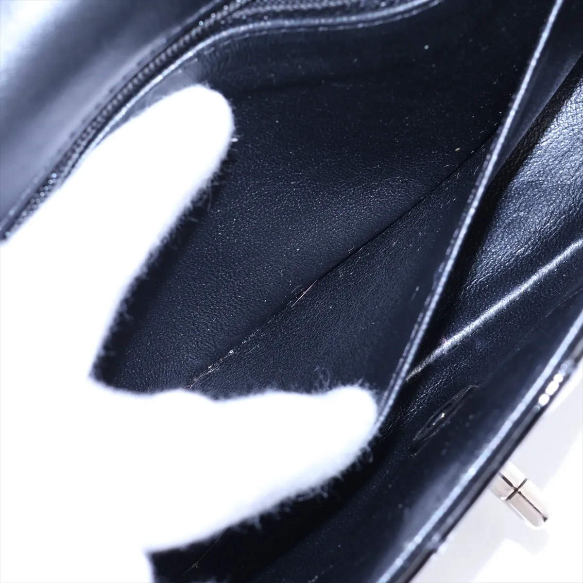 Mini Matelassé 20 Patent Leather Single Flap Single Chain Bag, Black with Silver Hardware, 17268243, Serial Number 17-series, A69900 — view 8