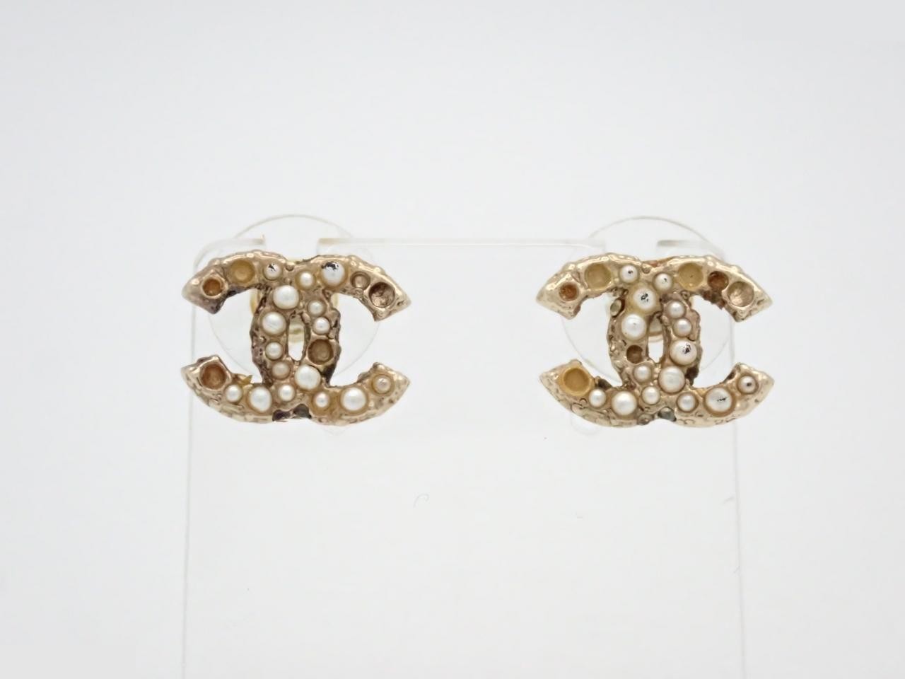 Earrings, Coco Mark, Pearl, Gold