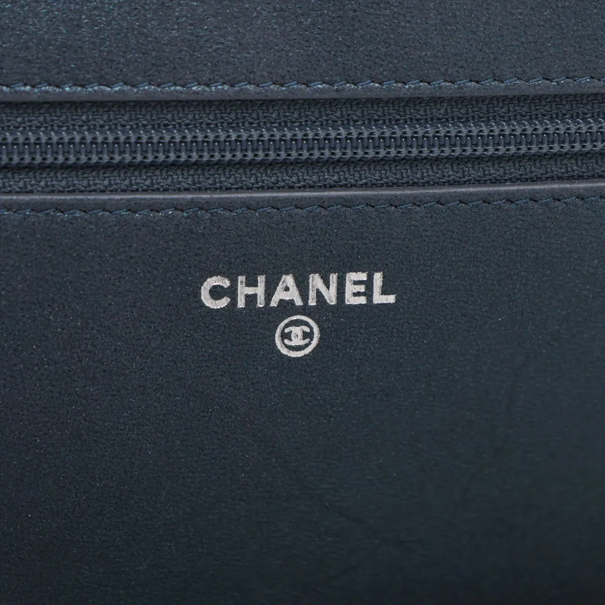 Matelassé Leather x Rhinestone Chain Wallet, Blue, Silver Hardware, Item Number 16999598 (Serial Number 16) — view 10