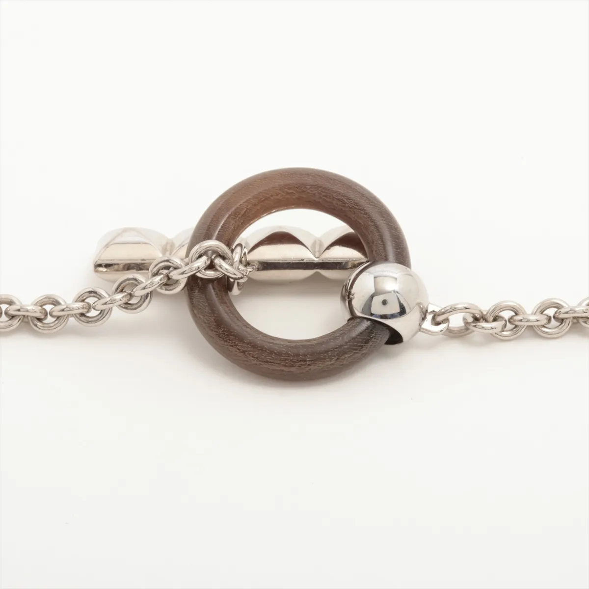 Medor XO ST1203 Necklace, Metal x Buffalo Horn, Silver x Black. Shows — view 3