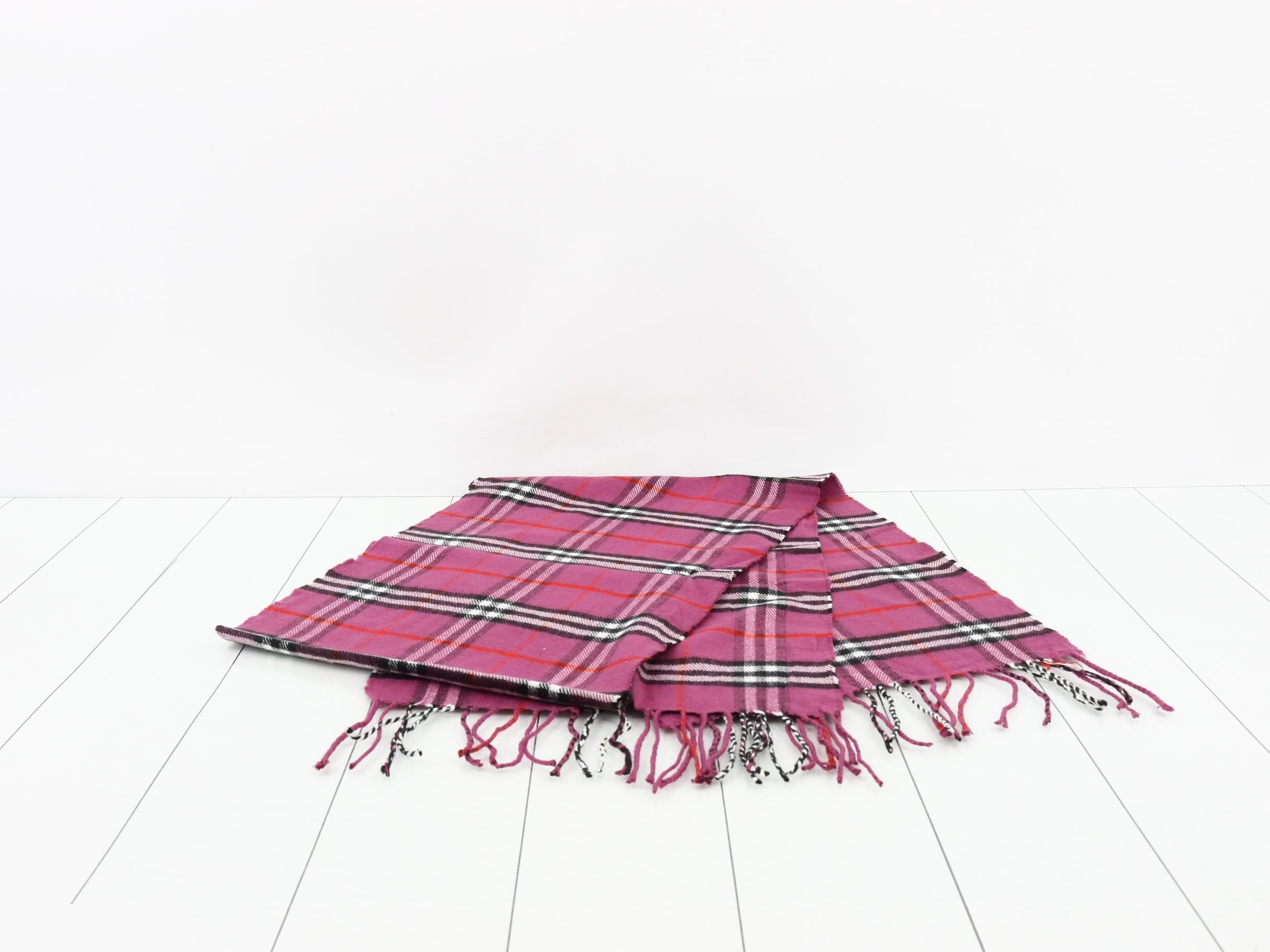Nova Check Scarf, Purple, 100% Wool — view 3
