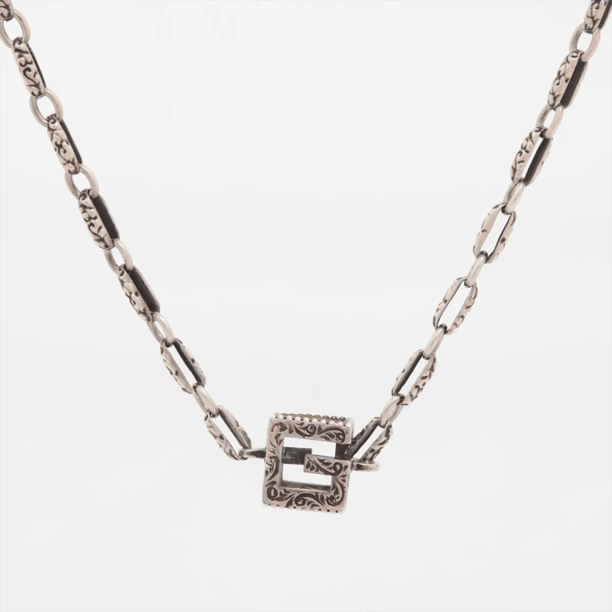 Square G Arabesque Necklace, 925 Sterling Silver, 16.0g, with
