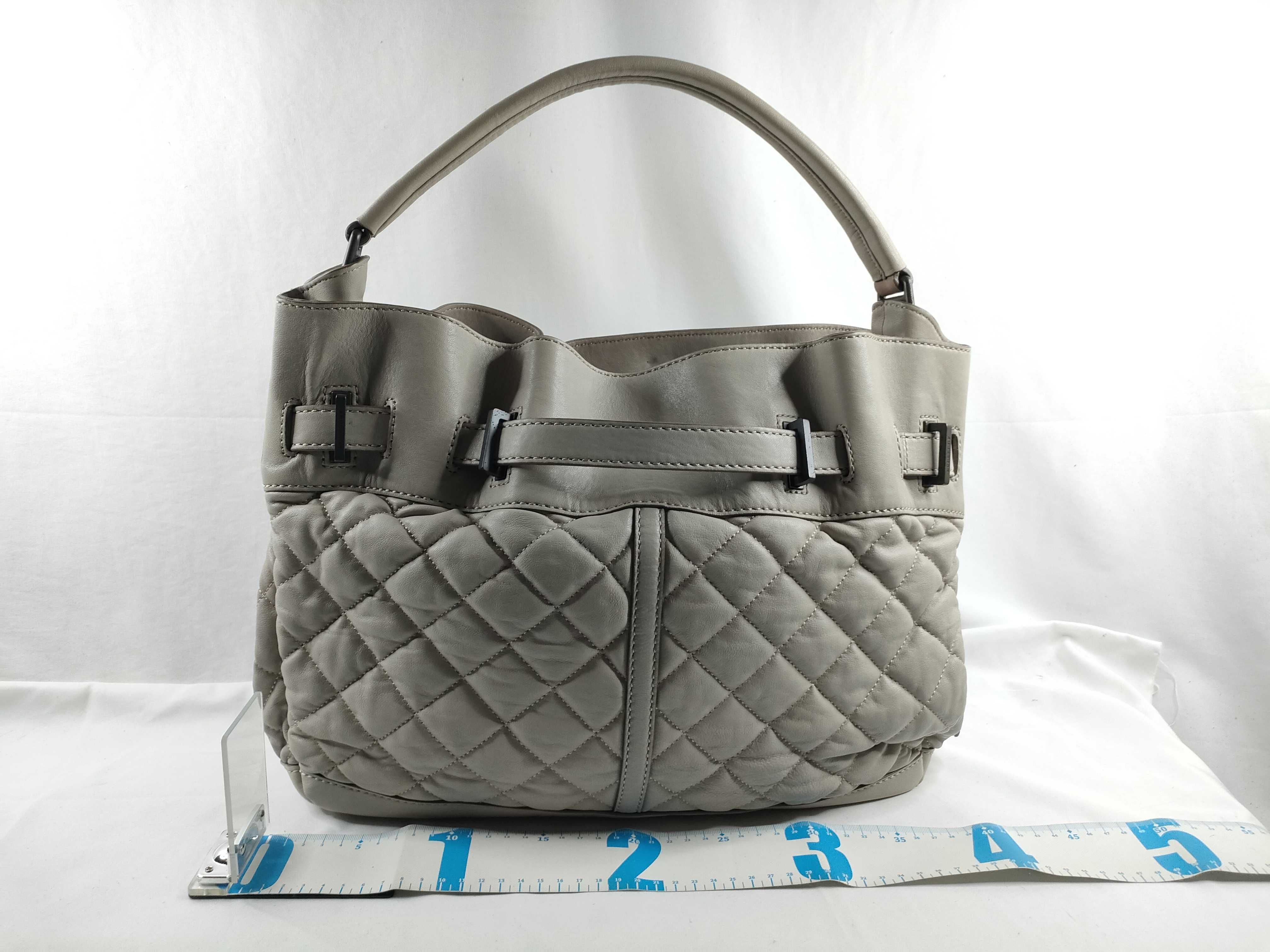 Greige Quilted Leather One Tote Bag Handbag — view 2
