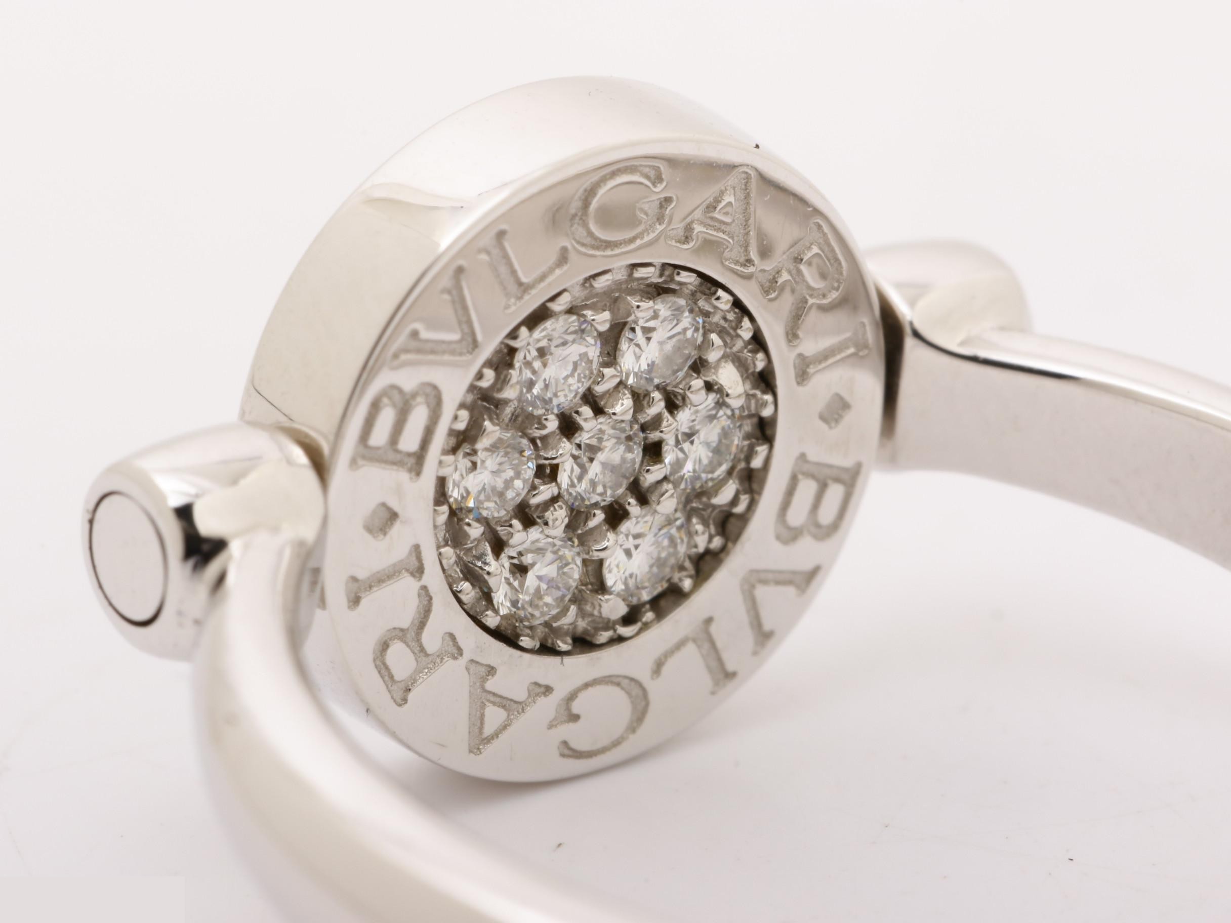 750WG Bulgari Flip Ring, Diamond/Onyx, Size #56, Box Included — view 3
