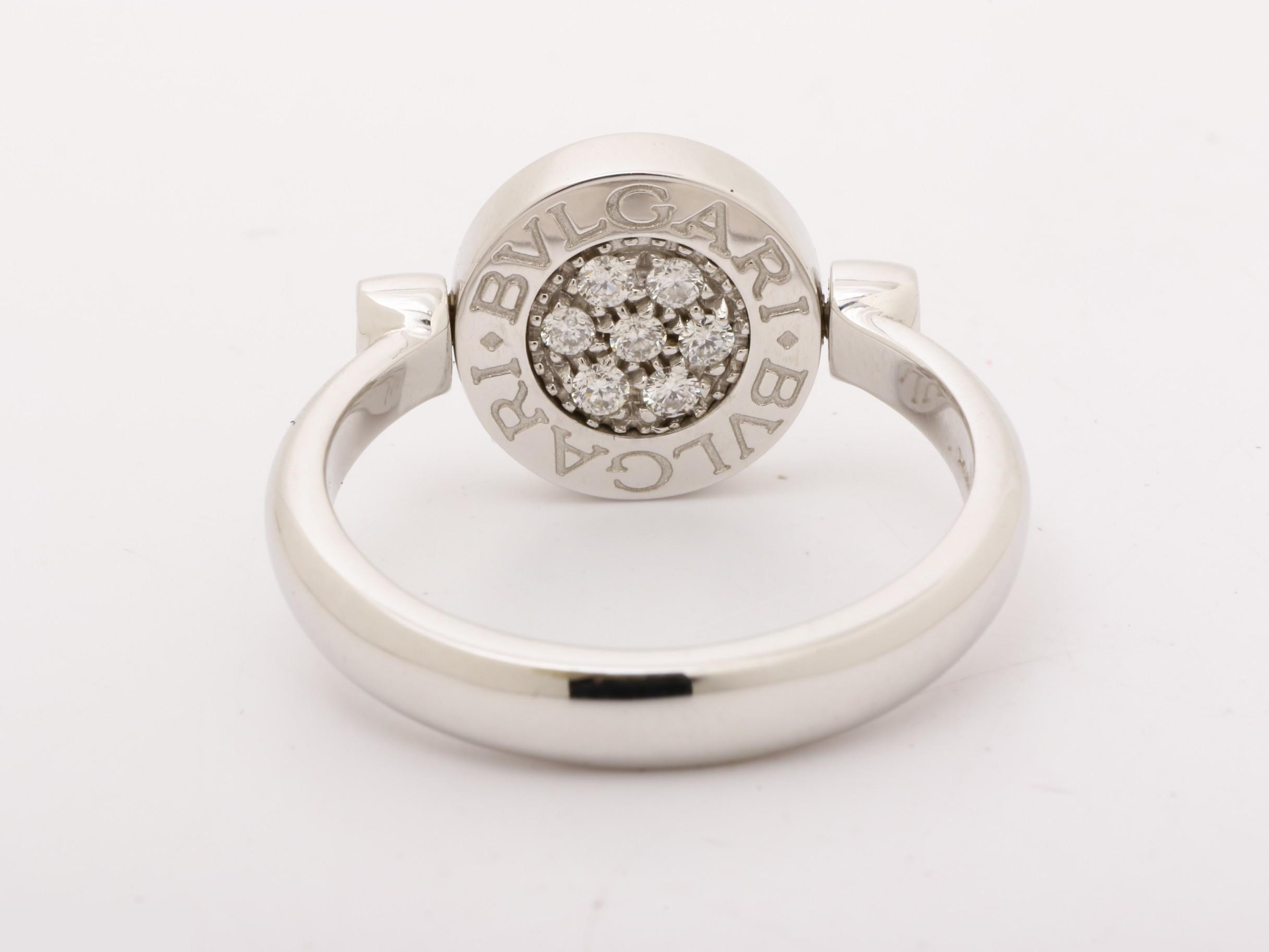 750WG Bulgari Flip Ring, Diamond/Onyx, Size #56, Box Included — view 4