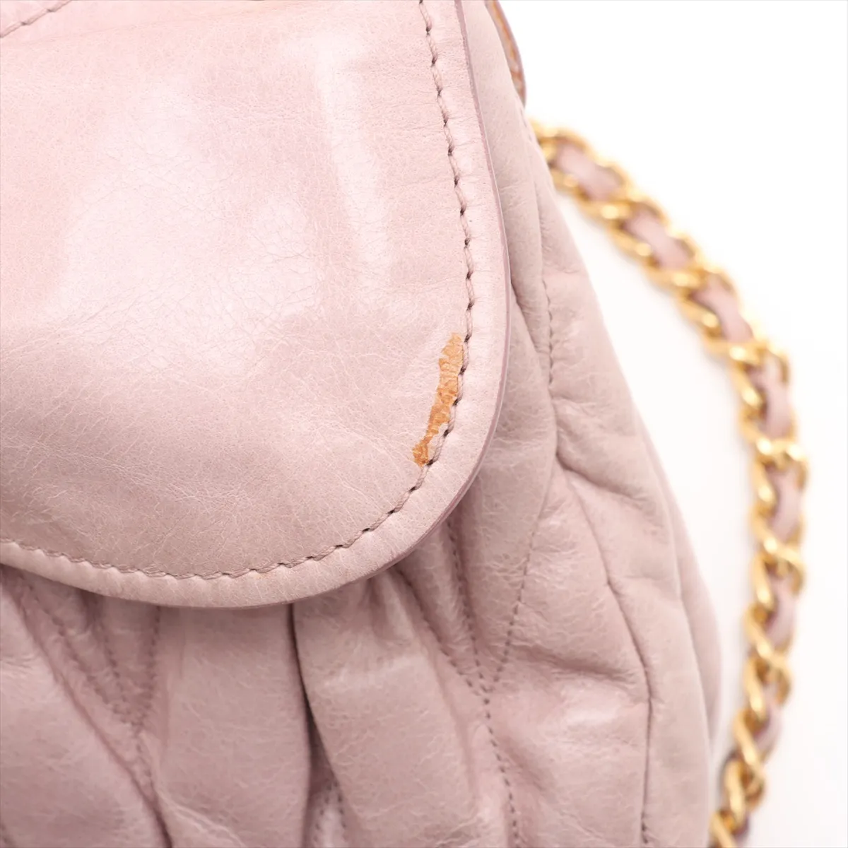 Matelasse Leather Chain Shoulder Bag Pink — view 12