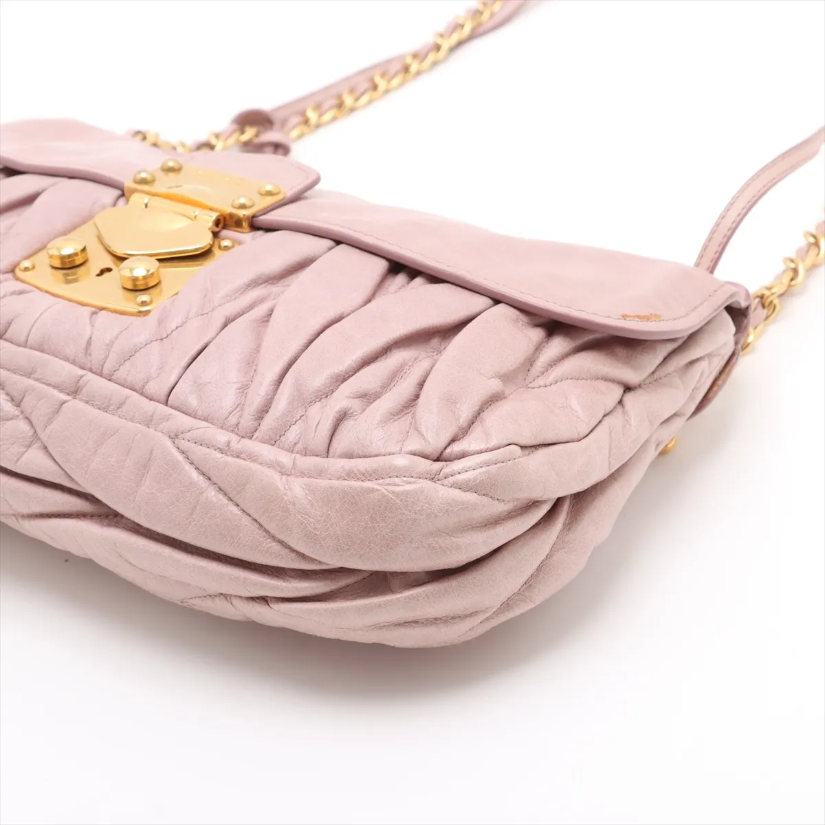 Matelasse Leather Chain Shoulder Bag Pink — view 3
