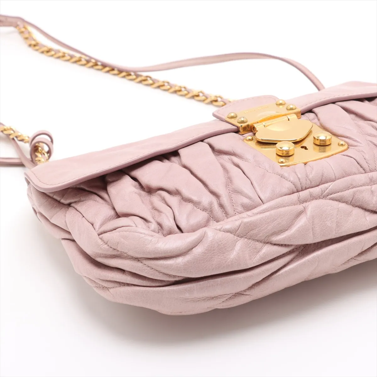 Matelasse Leather Chain Shoulder Bag Pink — view 4