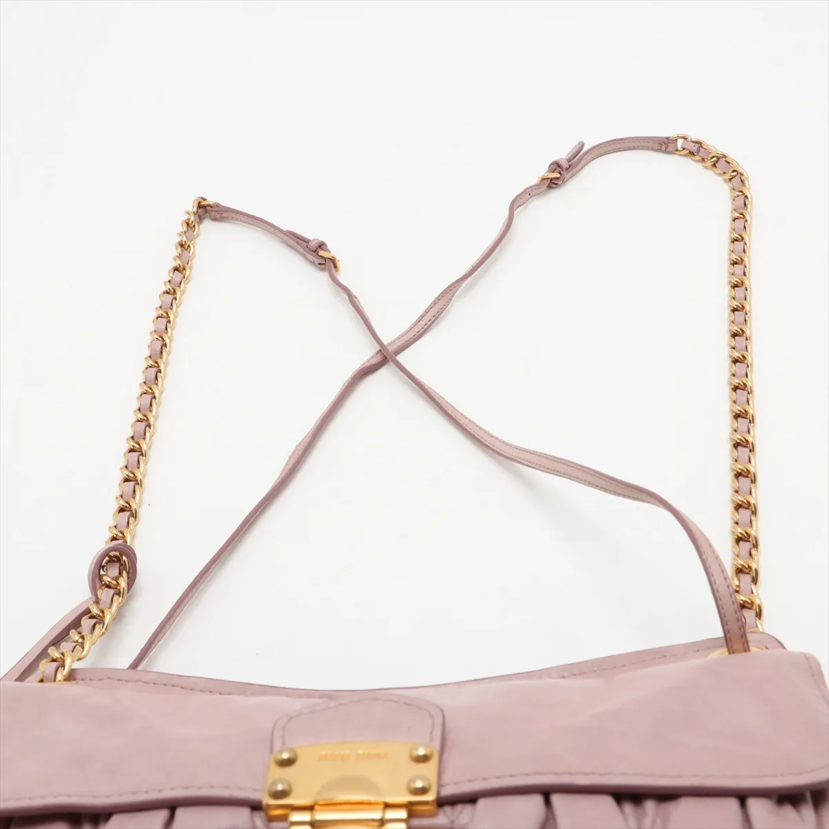 Matelasse Leather Chain Shoulder Bag Pink — view 5