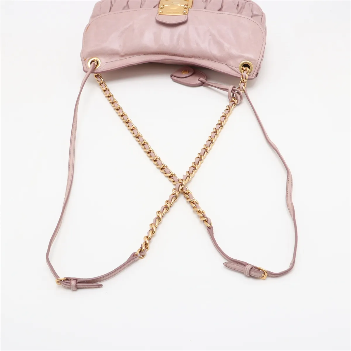 Matelasse Leather Chain Shoulder Bag Pink — view 6