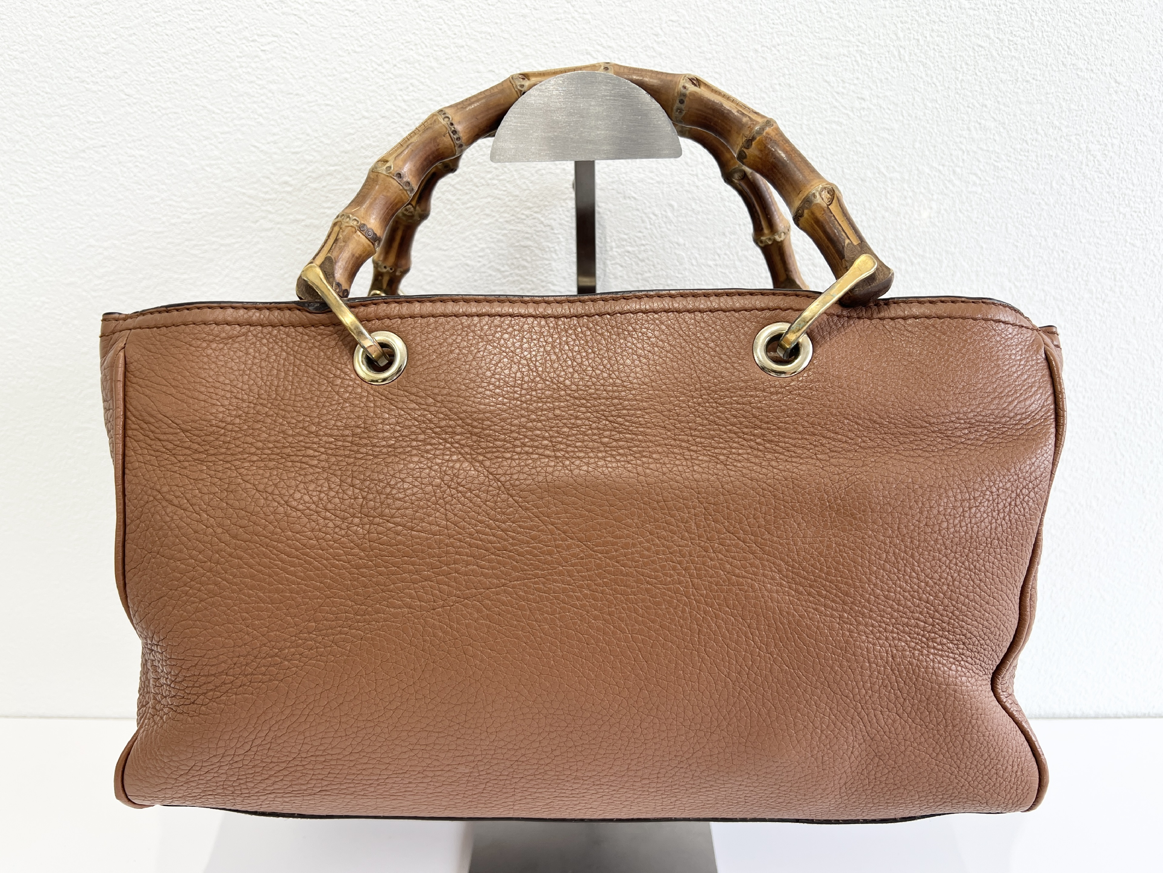 Shopper Bamboo Leather 2-way Tote Bag Shoulder Bag Handbag — view 2