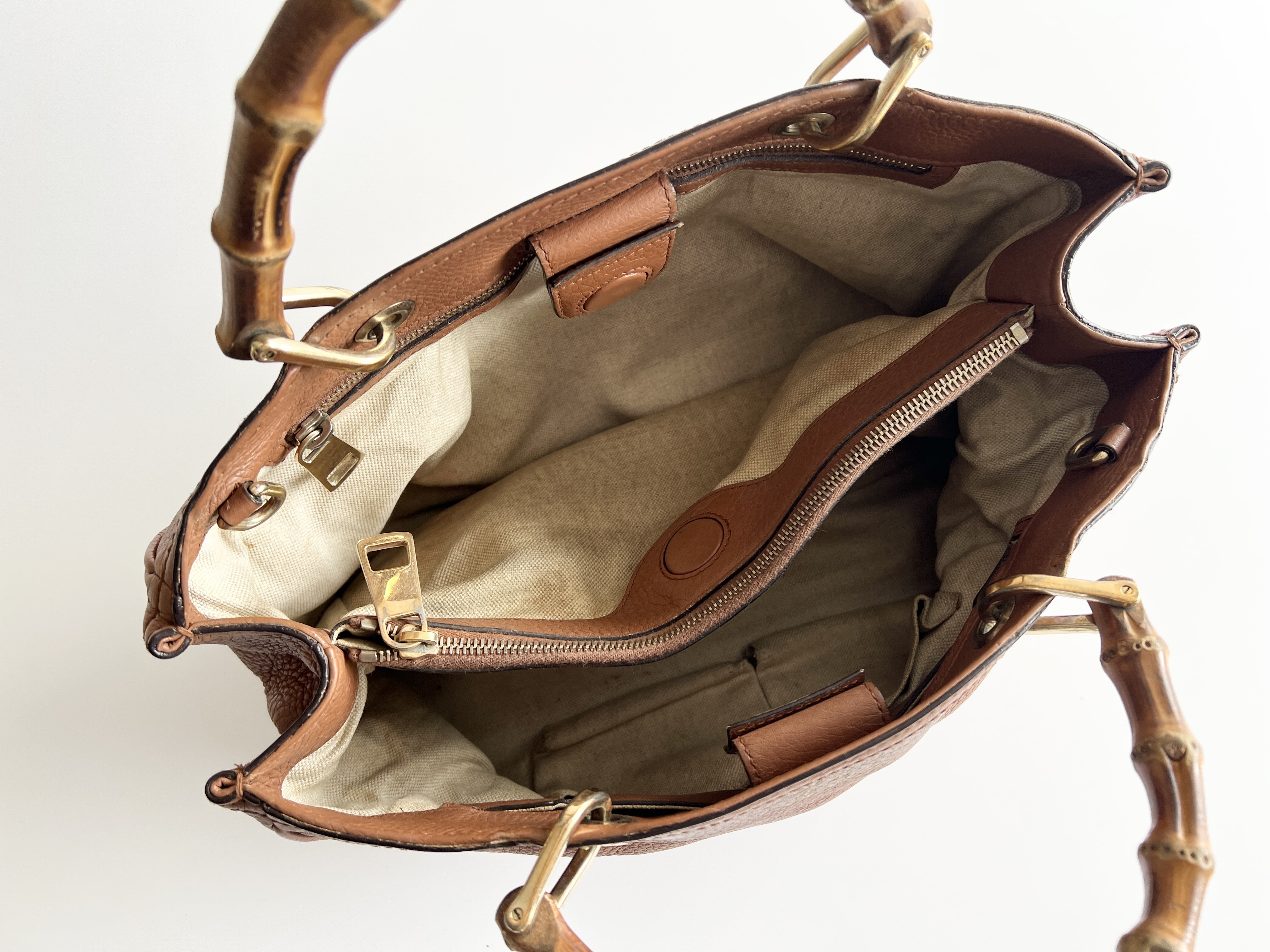 Shopper Bamboo Leather 2-way Tote Bag Shoulder Bag Handbag — view 5