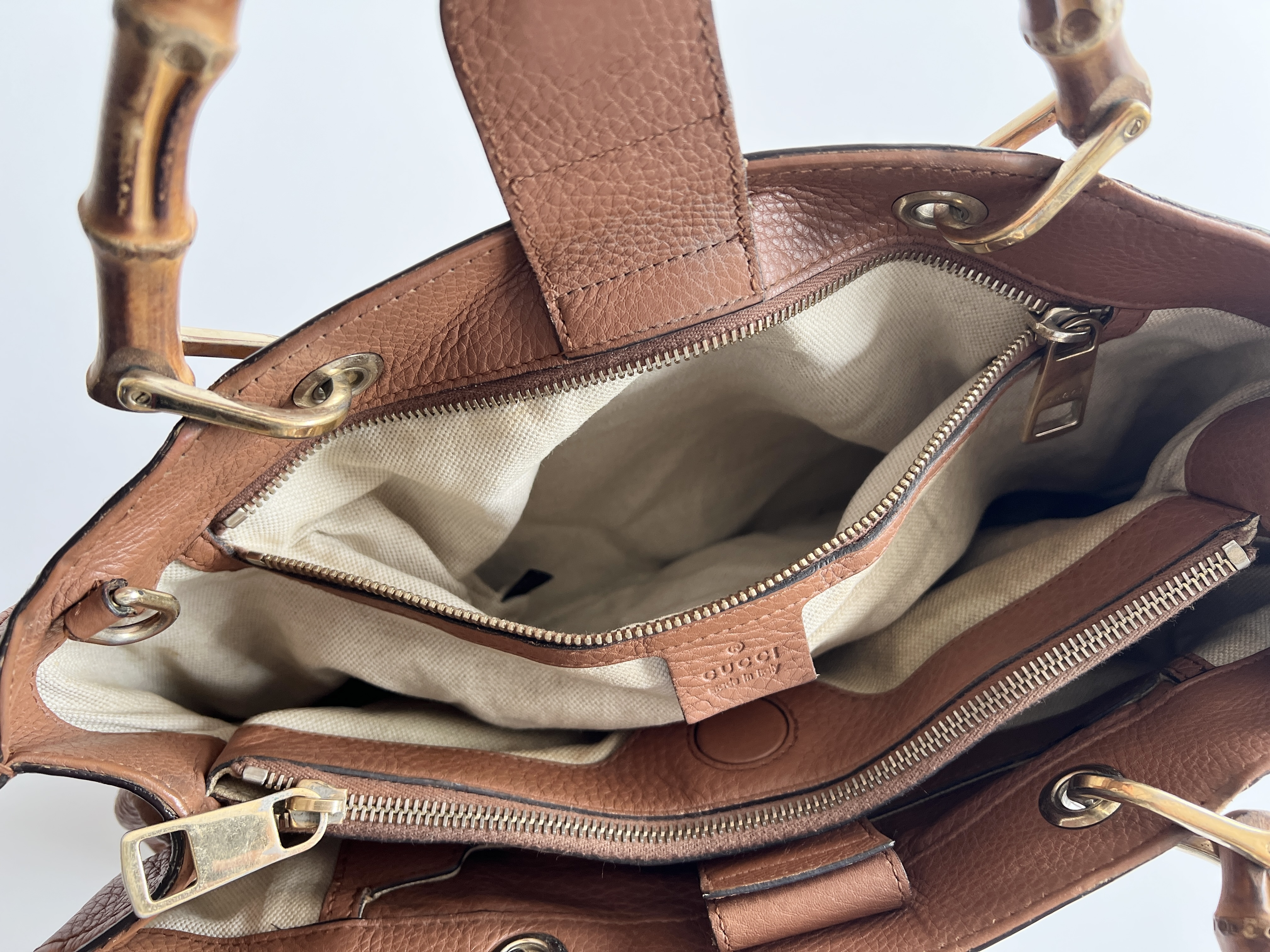 Shopper Bamboo Leather 2-way Tote Bag Shoulder Bag Handbag — view 9