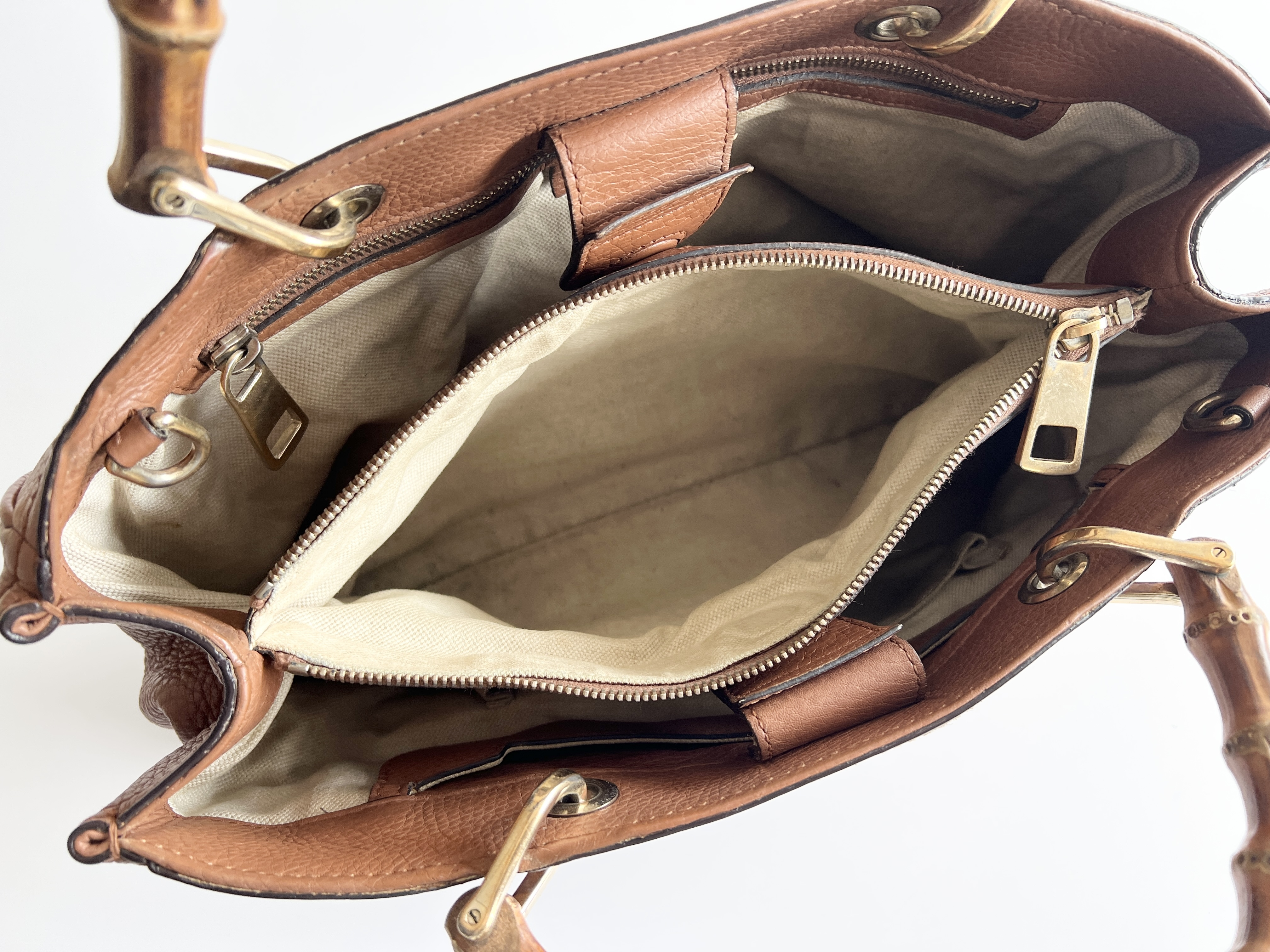 Shopper Bamboo Leather 2-way Tote Bag Shoulder Bag Handbag — view 10
