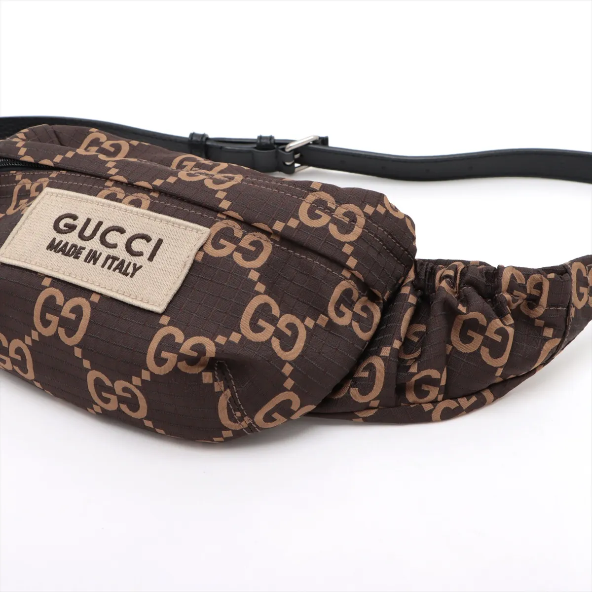 GG Nylon x Leather Waist Pouch Brown 767934 — view 3