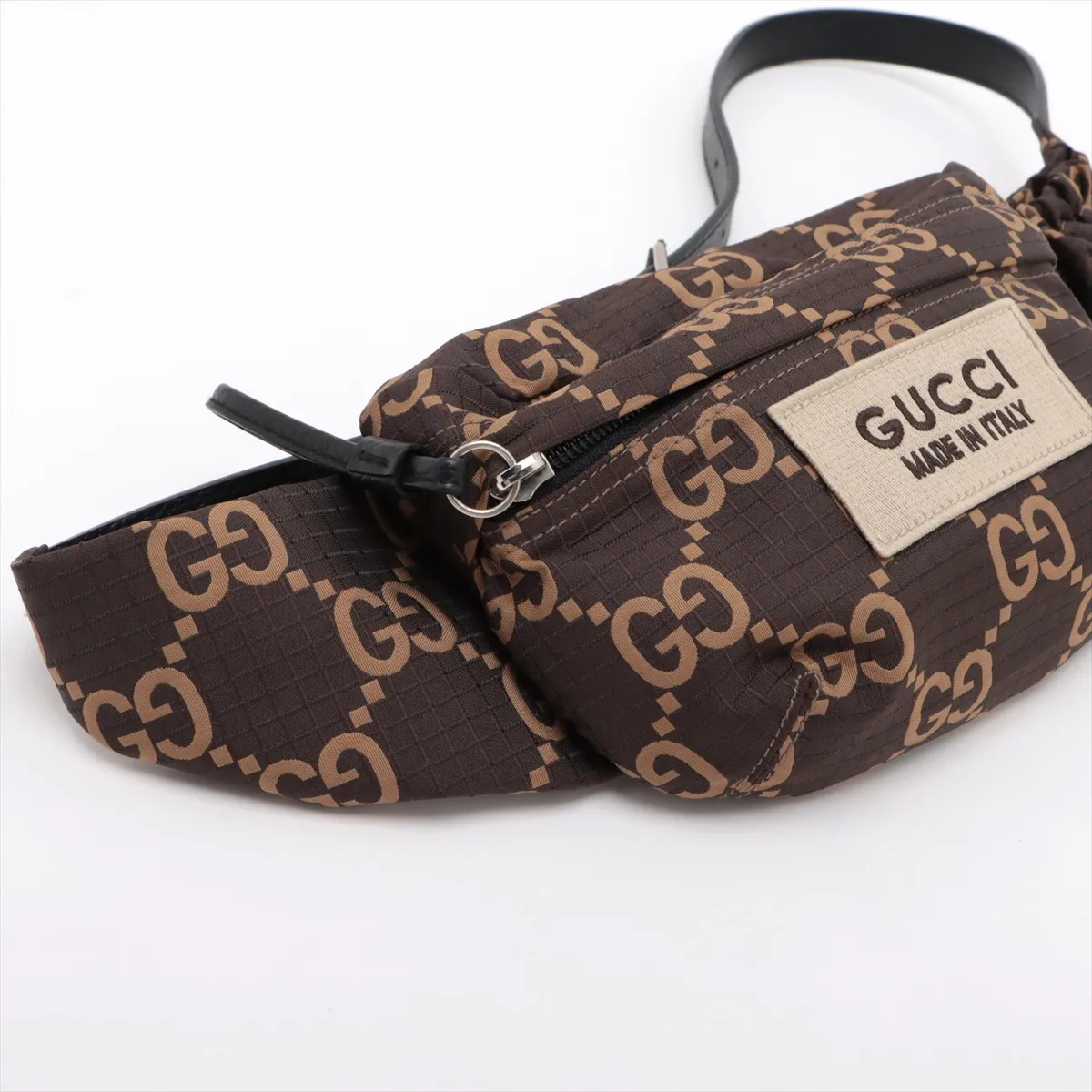 GG Nylon x Leather Waist Pouch Brown 767934 — view 4