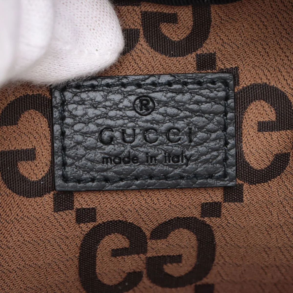 GG Nylon x Leather Waist Pouch Brown 767934 — view 8