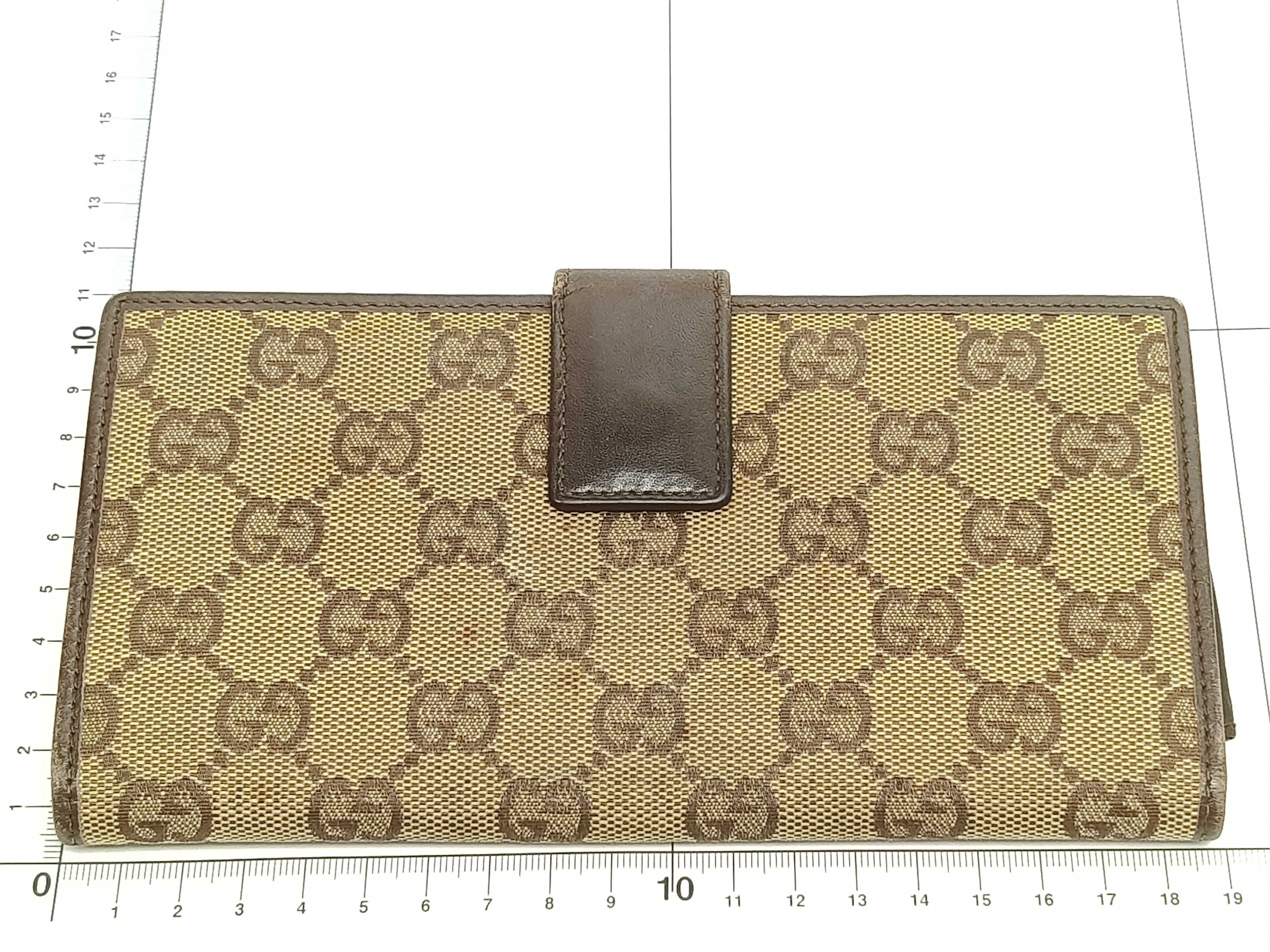 GG Canvas Long Wallet, All-over Pattern, Camel — view 2