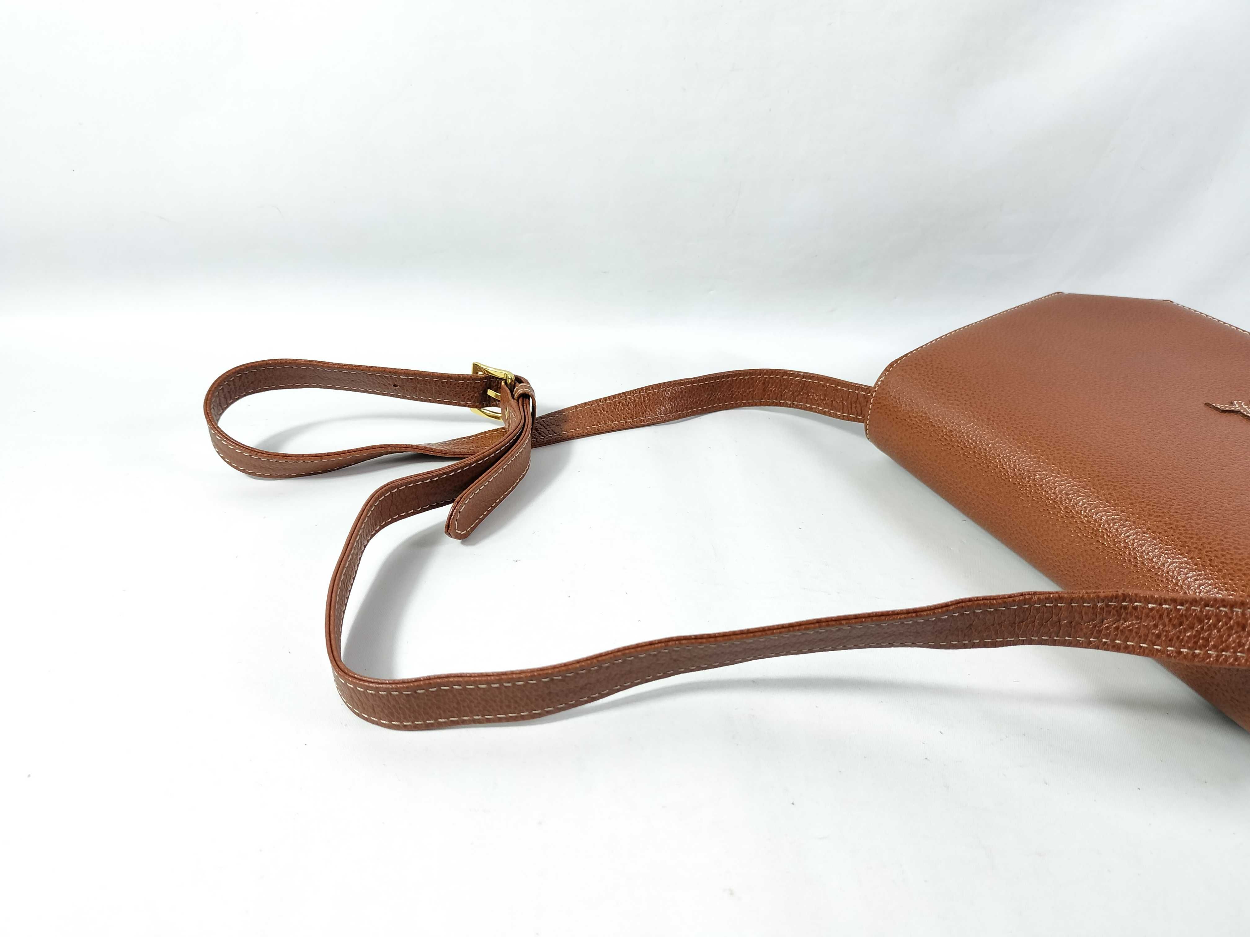 logo shoulder bag, leather, brown shoulder bag — view 3